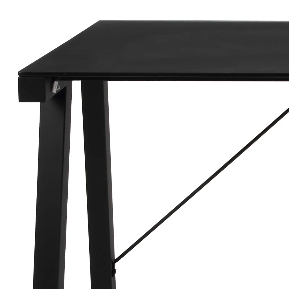 Biurko Badre 125x65 cm czarne ze szklanym blatem - Image 5