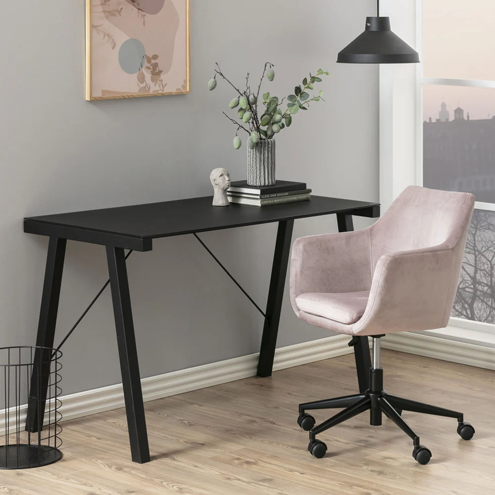 Biurko Badre 125x65 cm czarne ze szklanym blatem - Image 6
