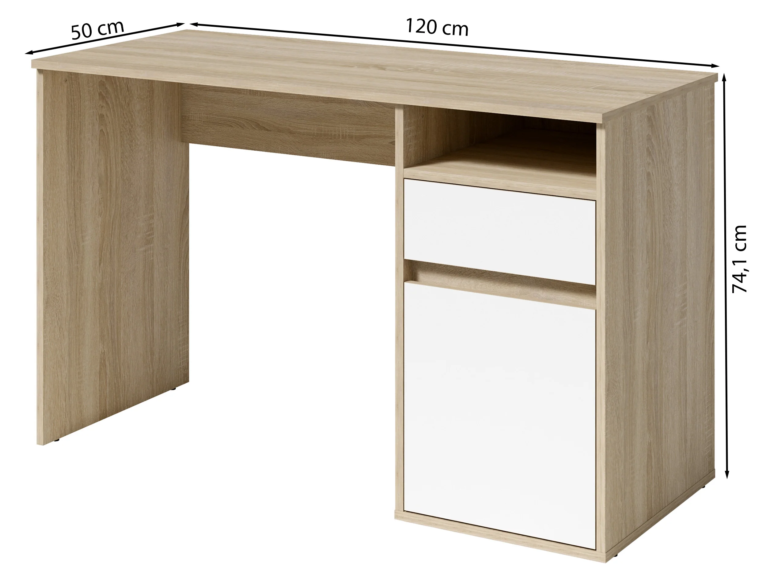 Biurko Billa z szufladą i szafką 120 cm dąb sonoma / biały - Image 4