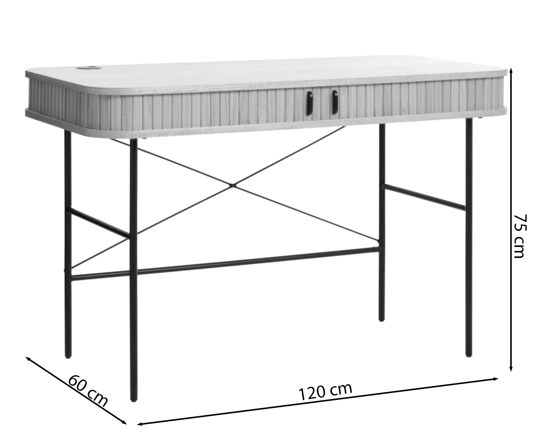 Biurko Gativel 120x60 cm lamele dąb czarny - Image 6