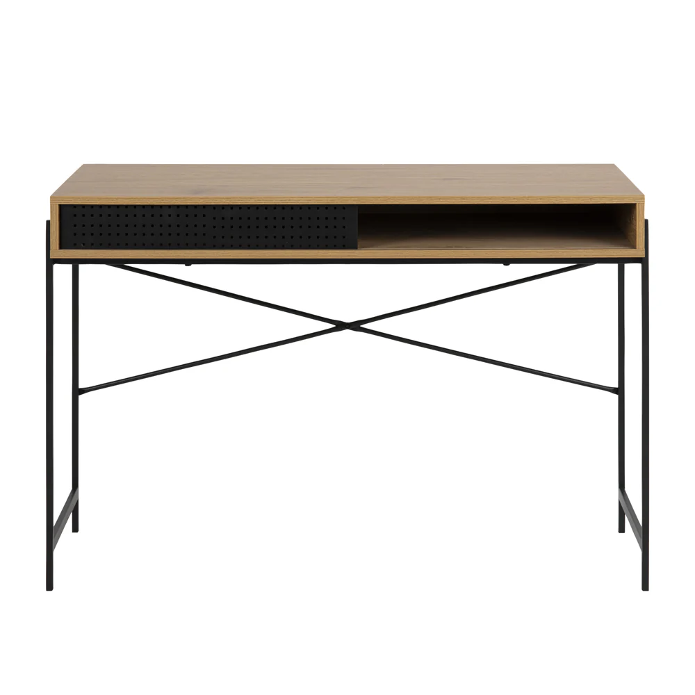 Biurko industrialne Duffman 110x50 cm ze schowkiem pod blatem naturalne - Image 12