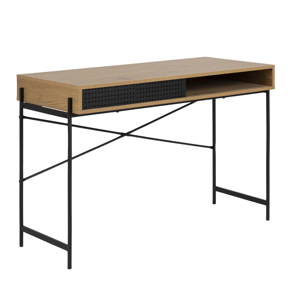 Biurko industrialne Duffman 110x50 cm ze schowkiem pod blatem naturalne - Image 6