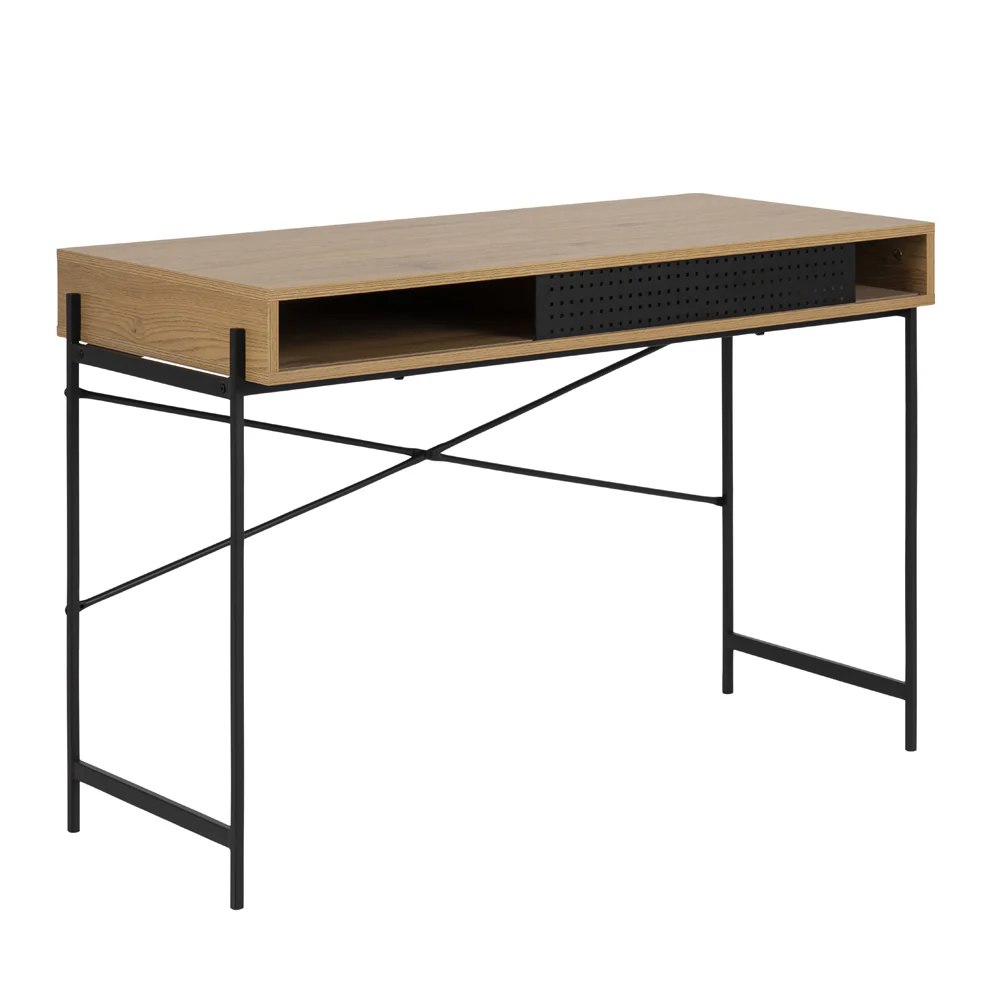 Biurko industrialne Duffman 110x50 cm ze schowkiem pod blatem naturalne - Image 8