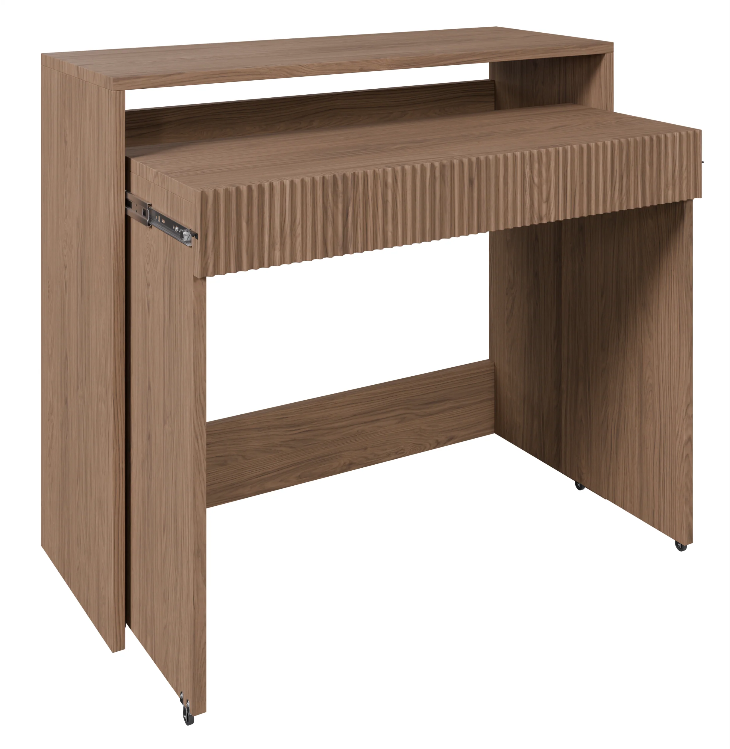 Biurko rozsuwane Zoom z szufladą i ryflami 98 cm dąb casella brązowy - Image 6