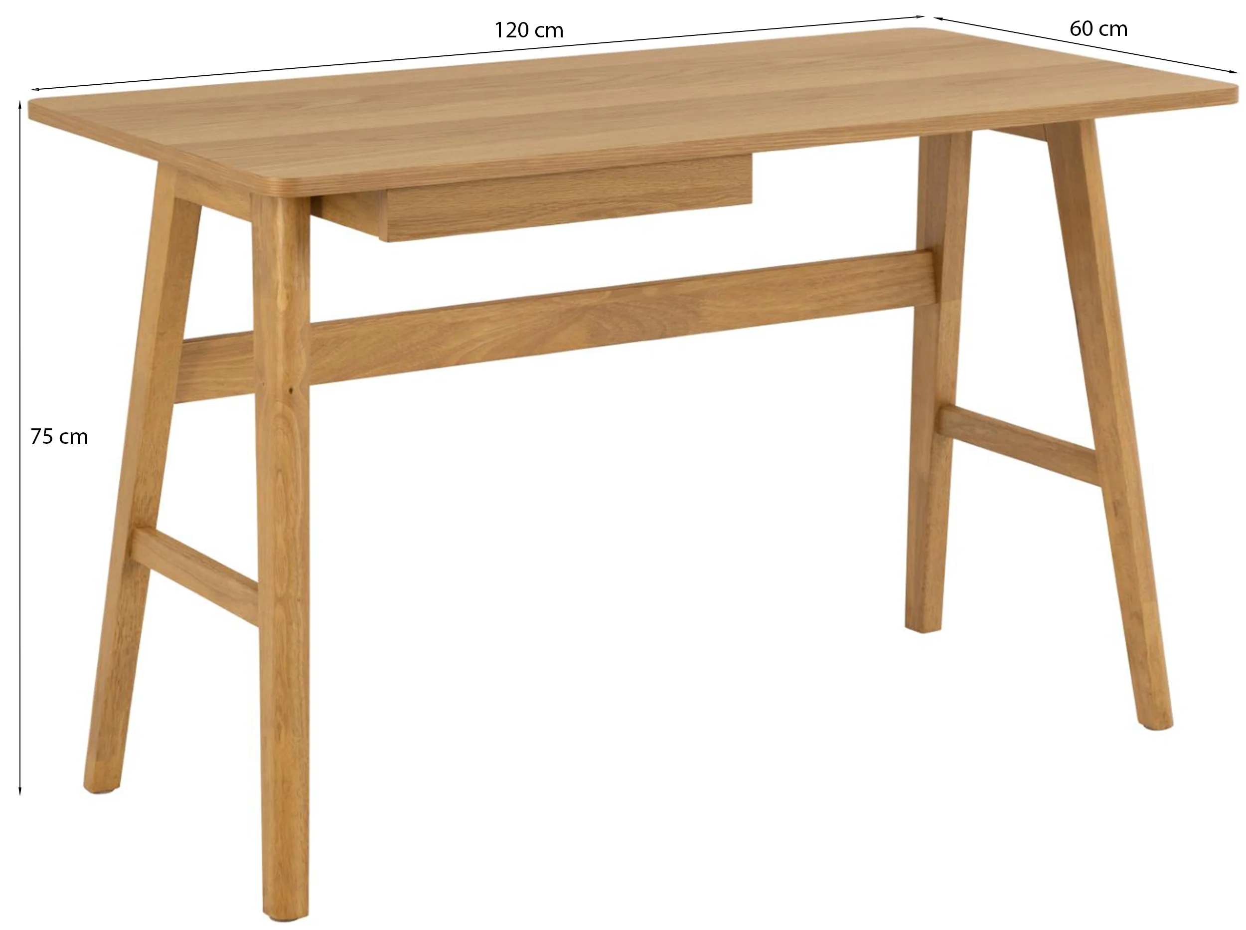 Biurko Temoli 120x60 cm z szufladą matowy fornir dębowy naturalny - Image 8