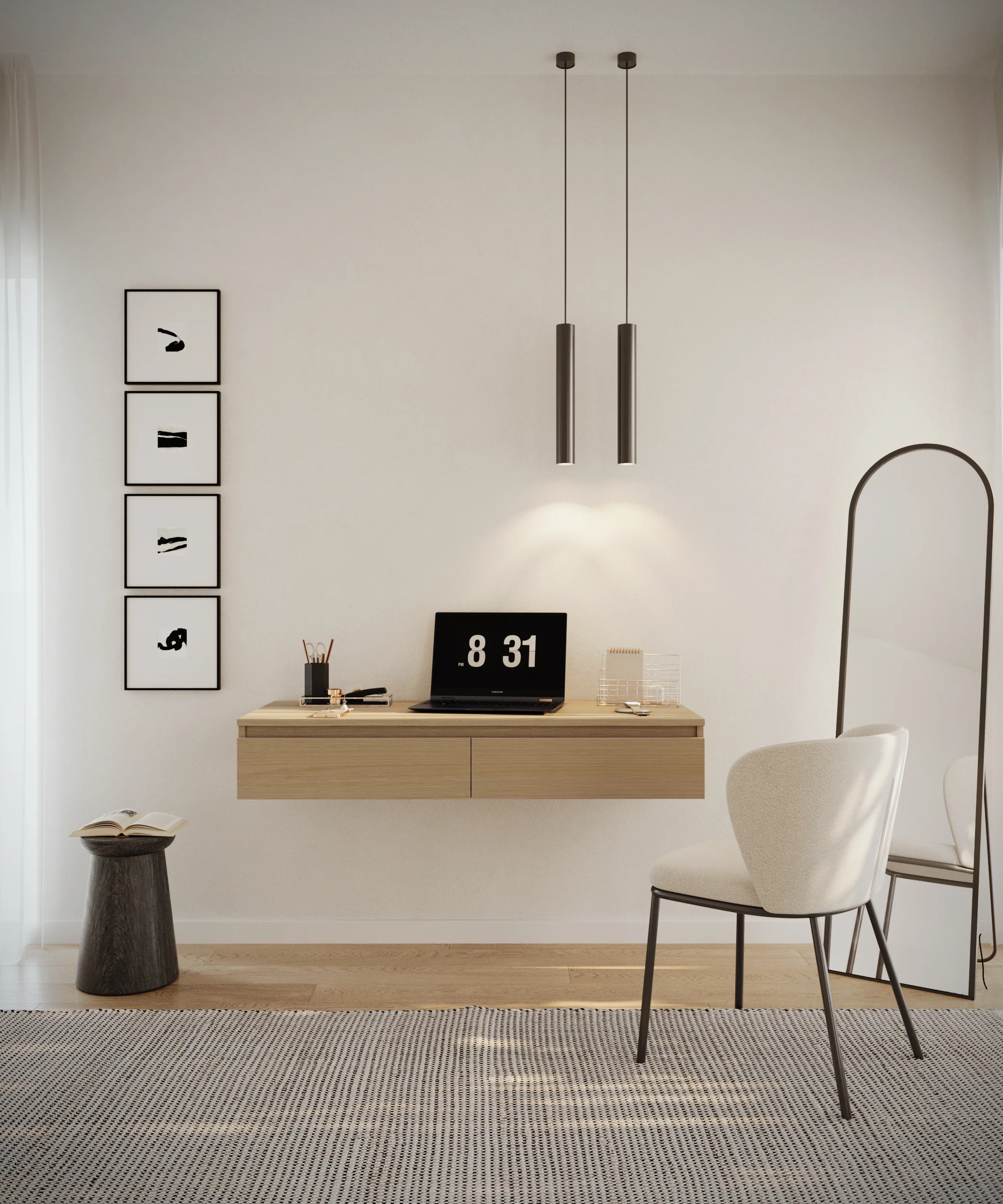 Biurko toaletka Bemmi wisząca z szufladami 120 cm dąb lindberg - Image 3