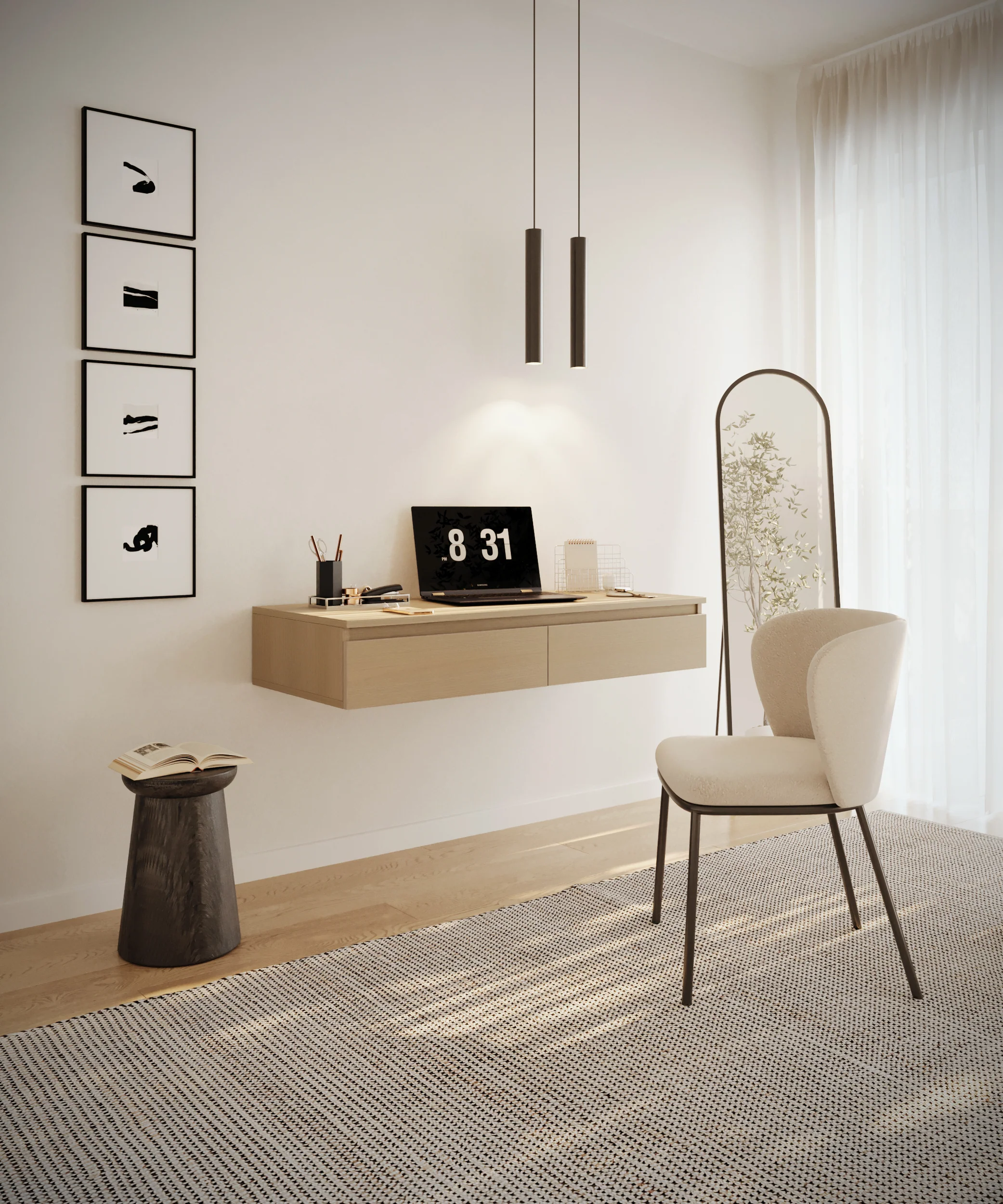 Biurko toaletka Bemmi wisząca z szufladami 120 cm dąb lindberg - Image 4