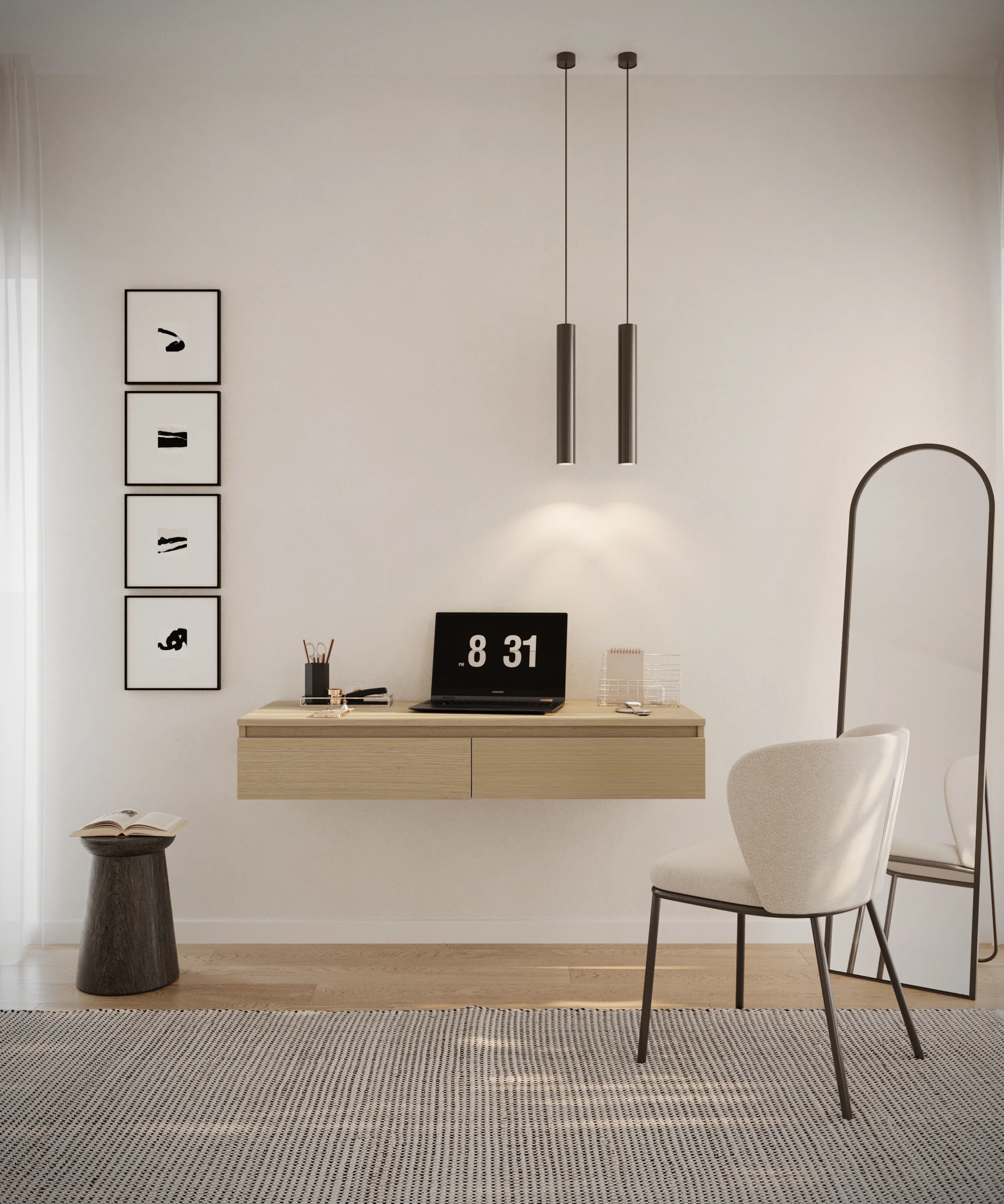 Biurko toaletka Bemmi wisząca z szufladami 120 cm dąb lindberg - Image 8