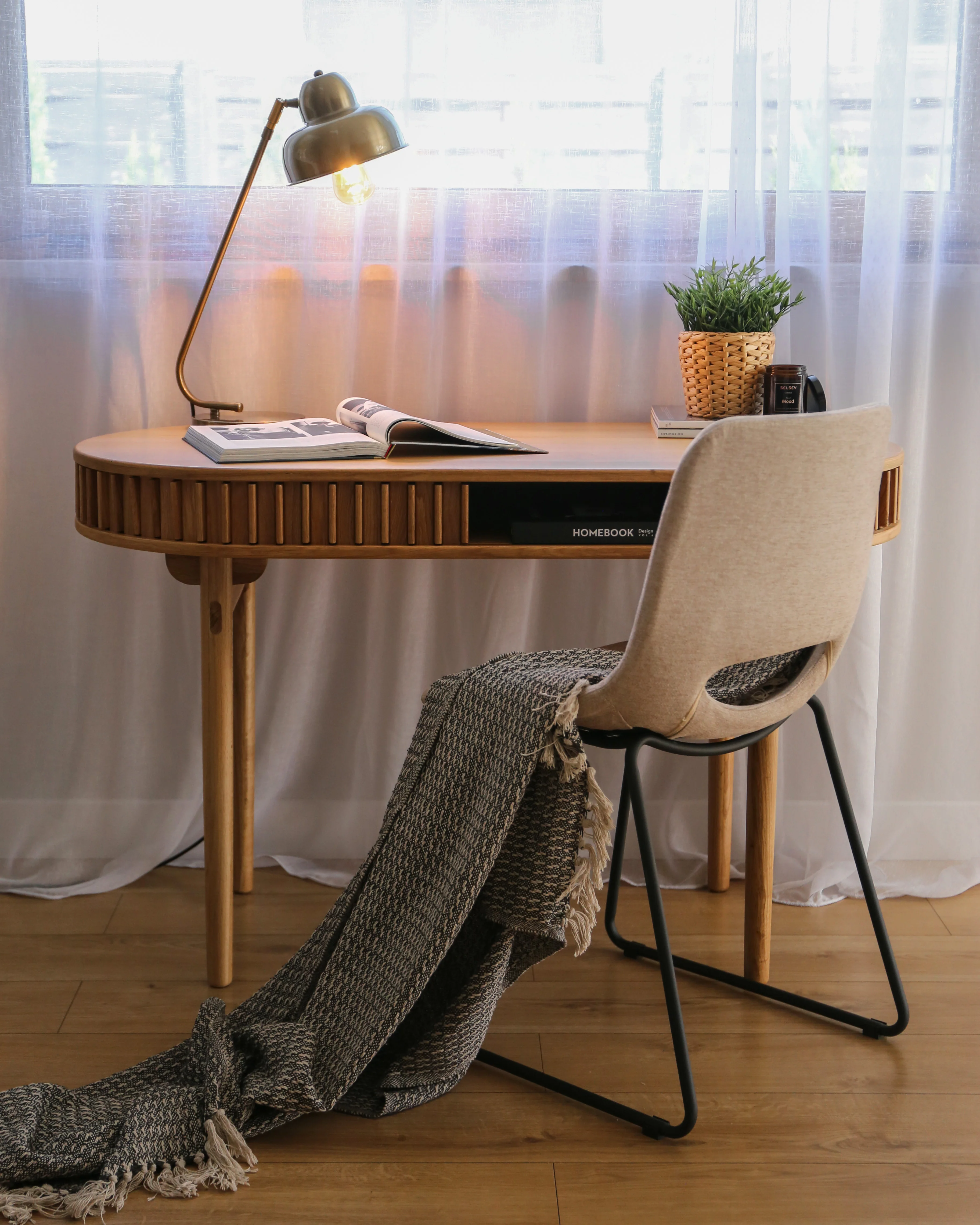 Biurko Yoffers 120x60 cm lamele dąb naturalny - Image 5
