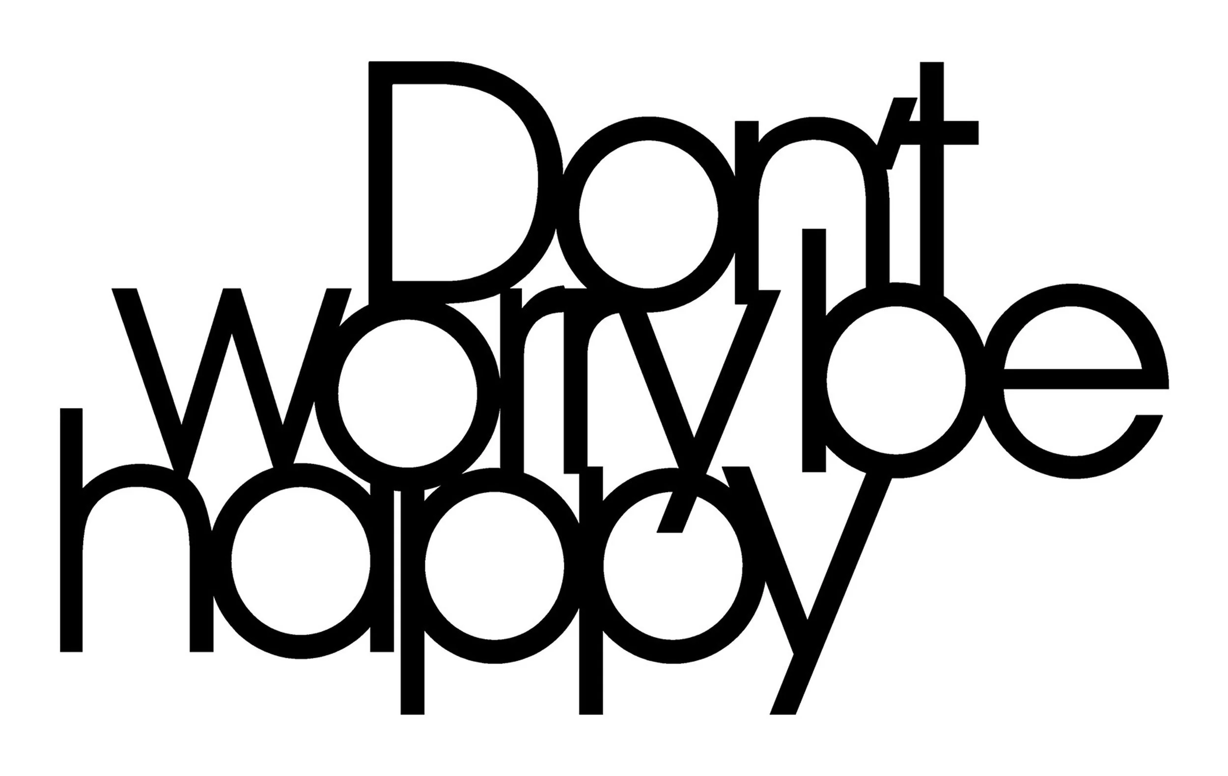 Dekoracja ścienna Don't Worry Be Happy metalowa czarna