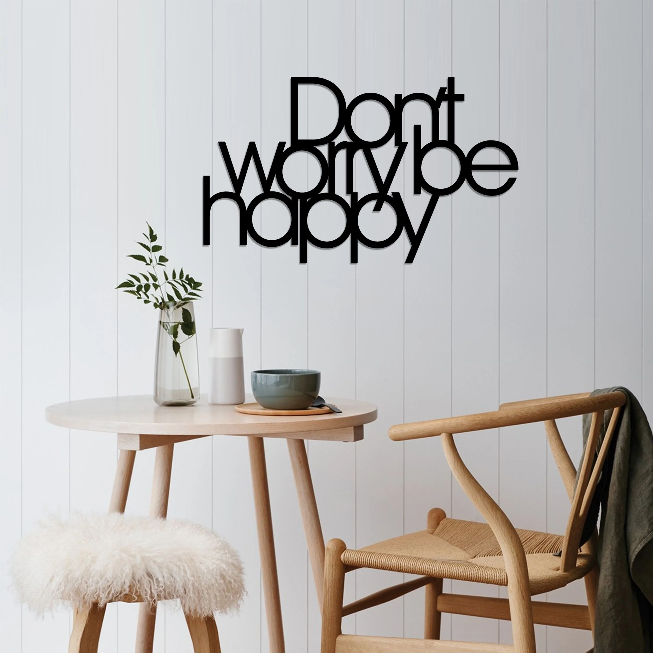 Dekoracja ścienna Don't Worry Be Happy metalowa czarna - Image 2