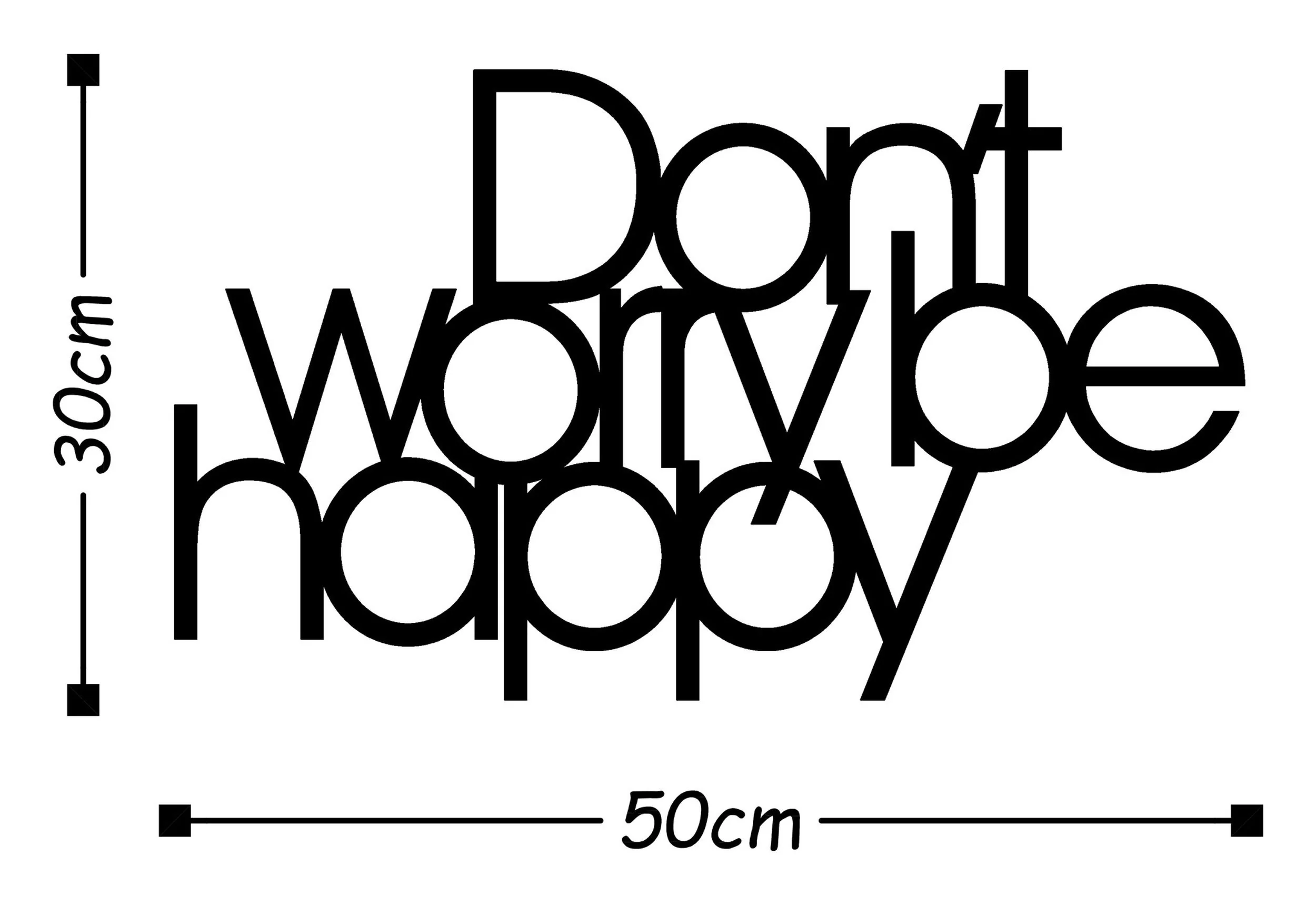 Dekoracja ścienna Don't Worry Be Happy metalowa czarna - Image 3