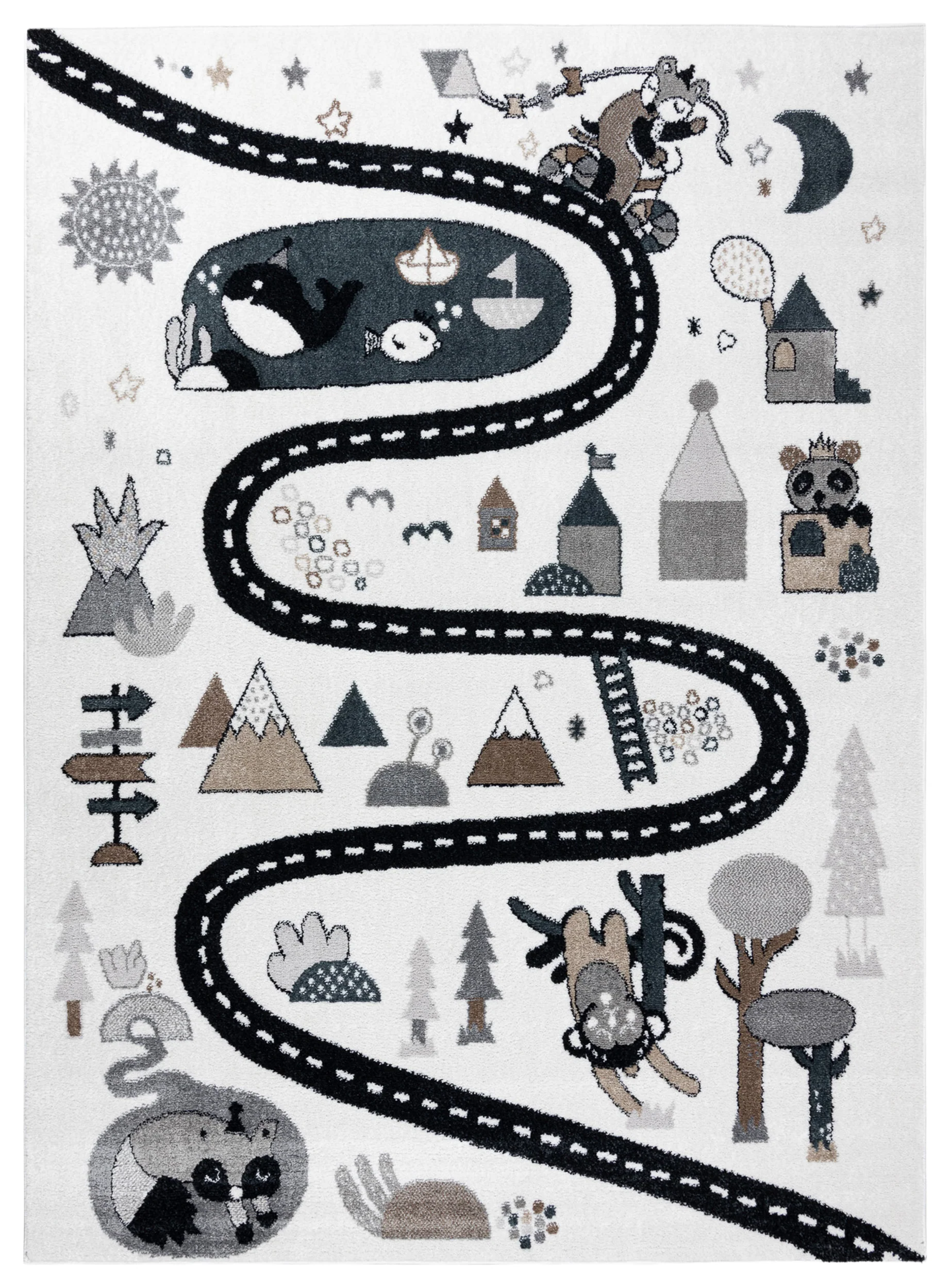 Dywan dziecięcy Fun Route 140x190 cm kremowy