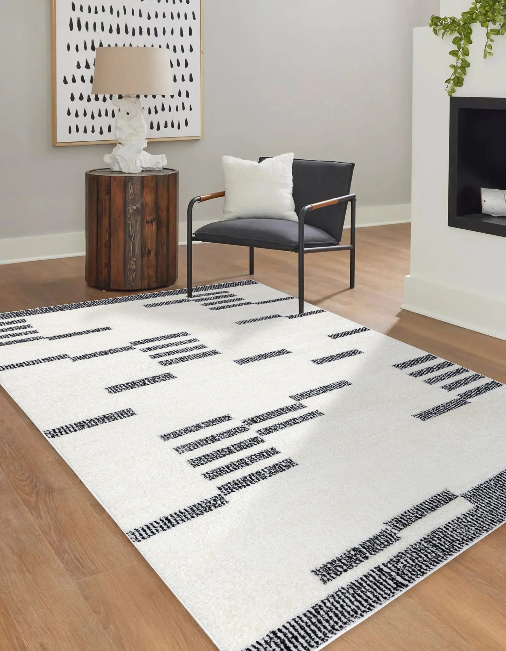 Dywan Mode 160x220 cm krem / czarny geometryczny - Image 4