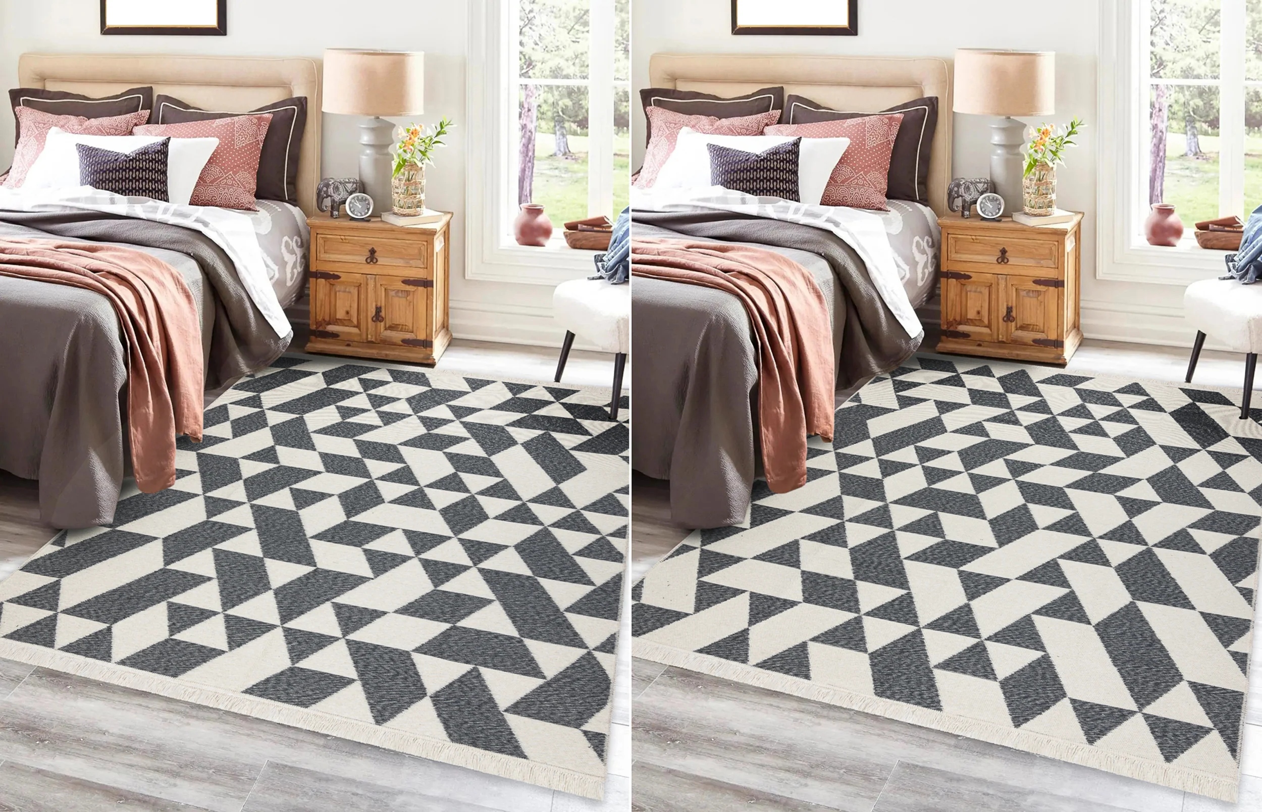 Dywan Twin 140x190 cm antracyt / krem geometryczny - Image 3
