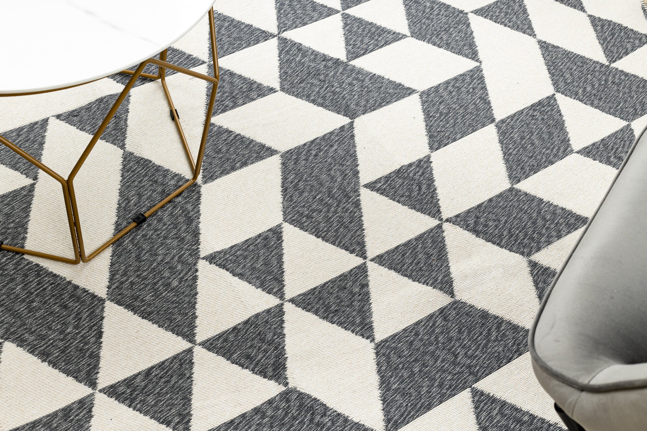 Dywan Twin 140x190 cm antracyt / krem geometryczny - Image 5