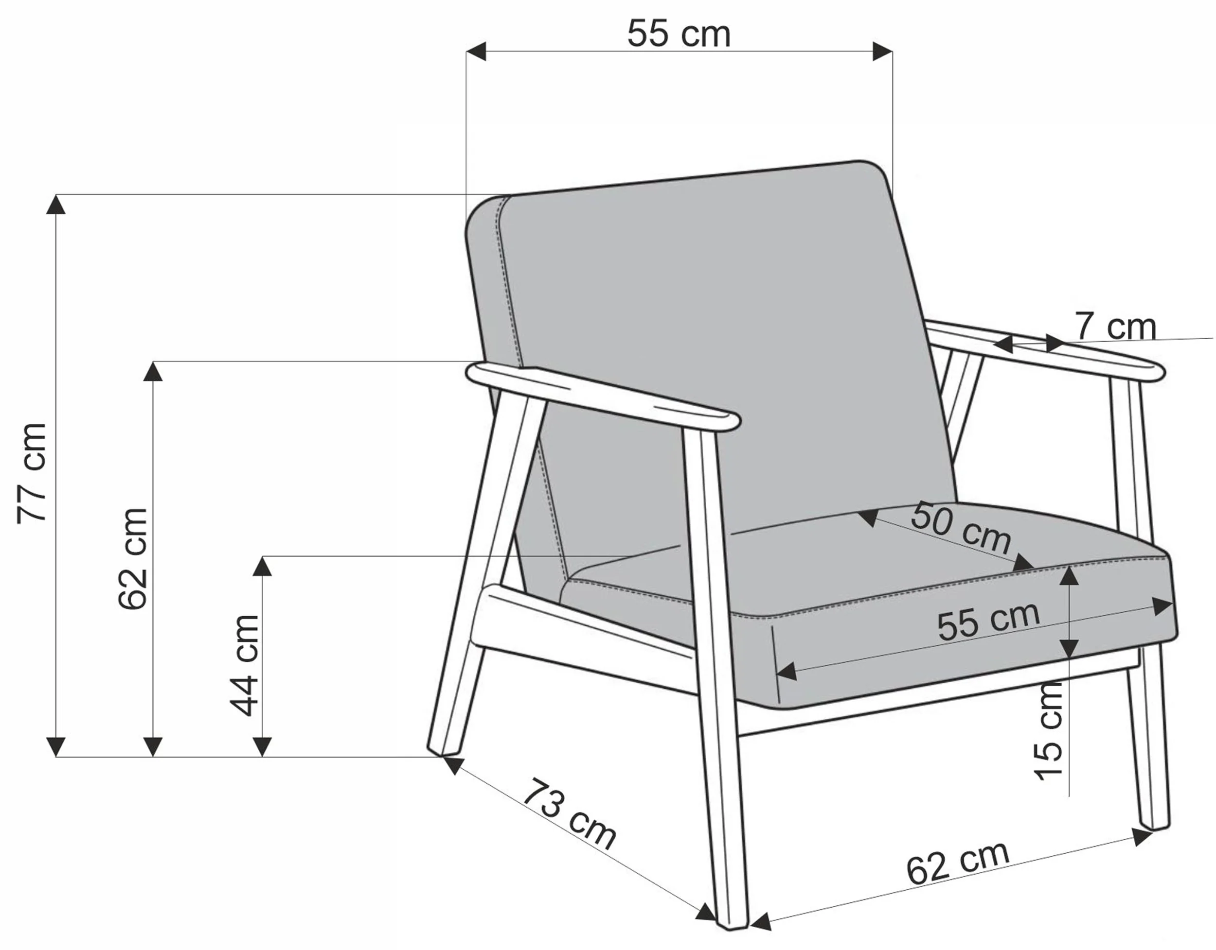 Fotel z podłokietnikami Dellity buk / beżowy - Image 8