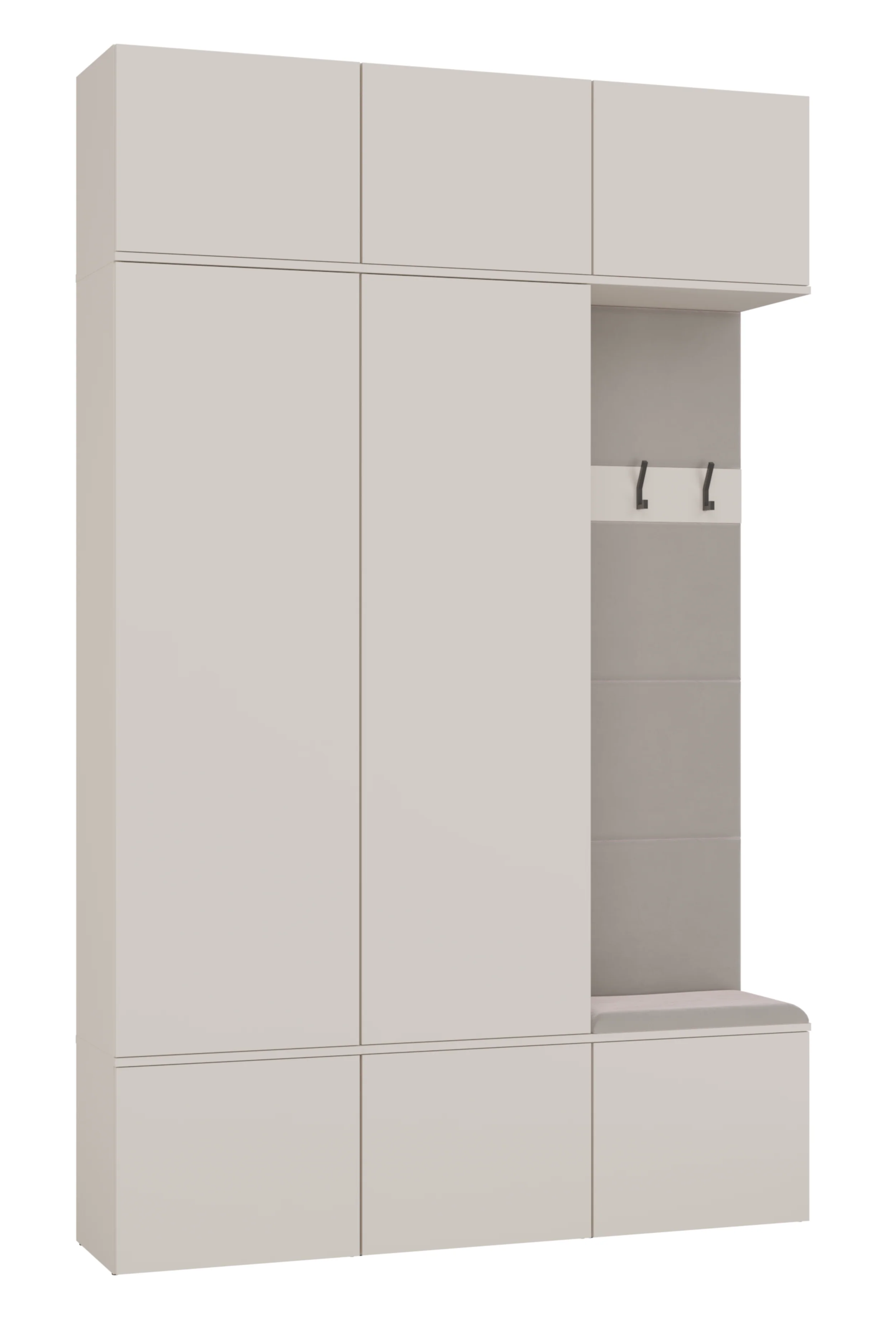 Garderoba dwudrzwiowa Haga z wieszakami i półkami 150 cm kaszmir