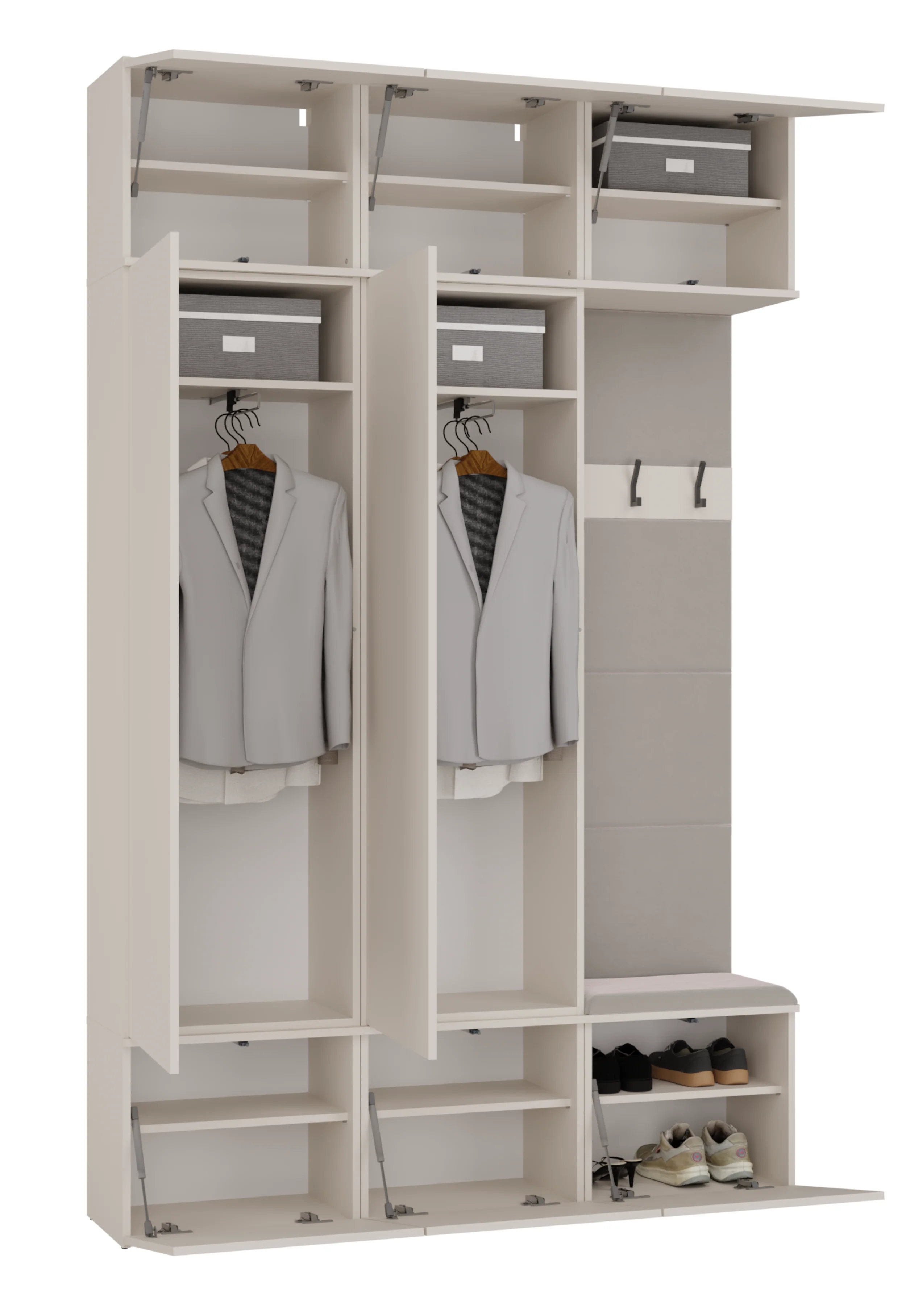 Garderoba dwudrzwiowa Haga z wieszakami i półkami 150 cm kaszmir - Image 7