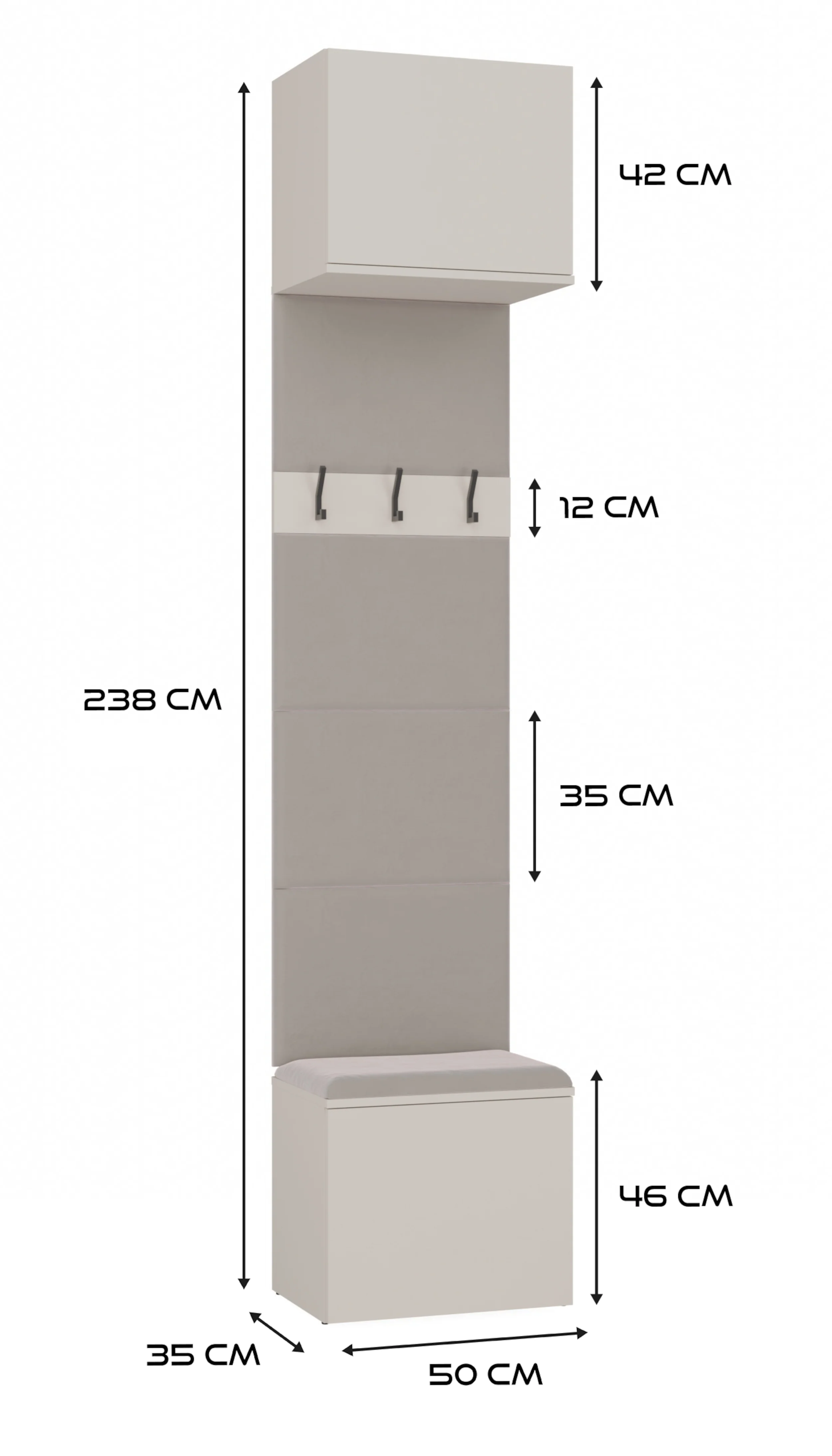 Garderoba jednodrzwiowa Haga z wieszakami i półkami 100 cm kaszmir - Image 11