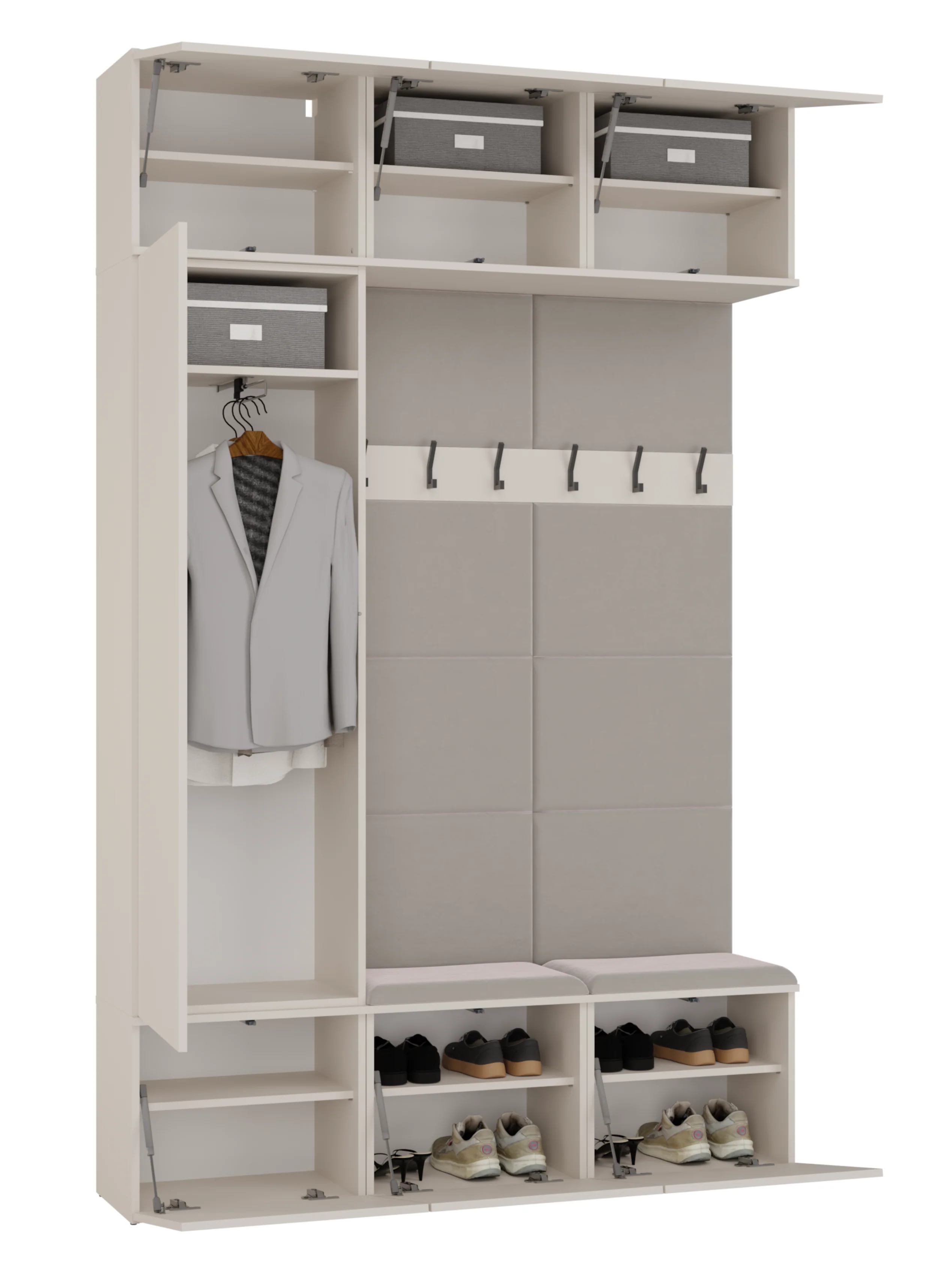 Garderoba jednodrzwiowa Haga z wieszakami i półkami 150 cm kaszmir - Image 10