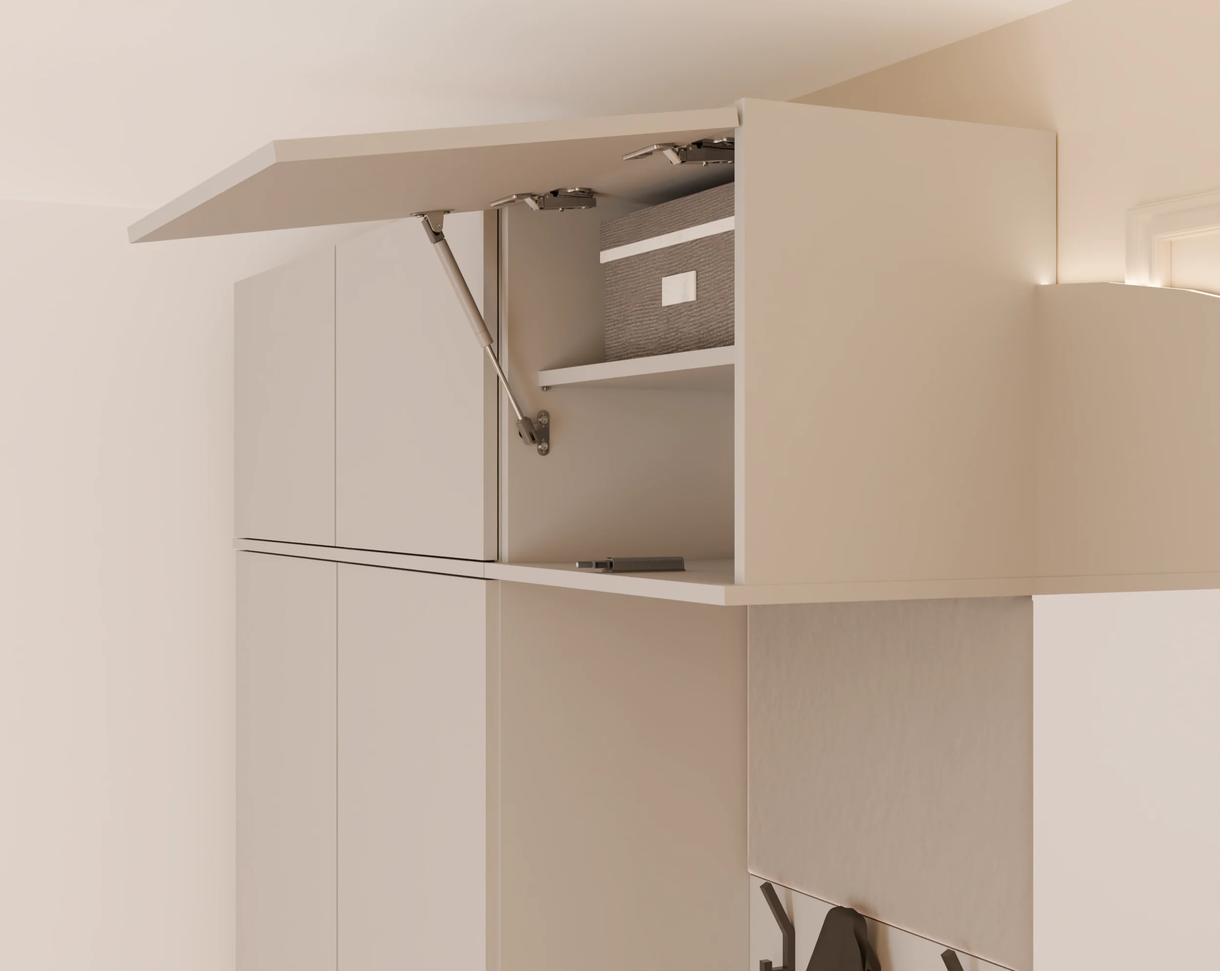 Garderoba jednodrzwiowa Haga z wieszakami i półkami 150 cm kaszmir - Image 6