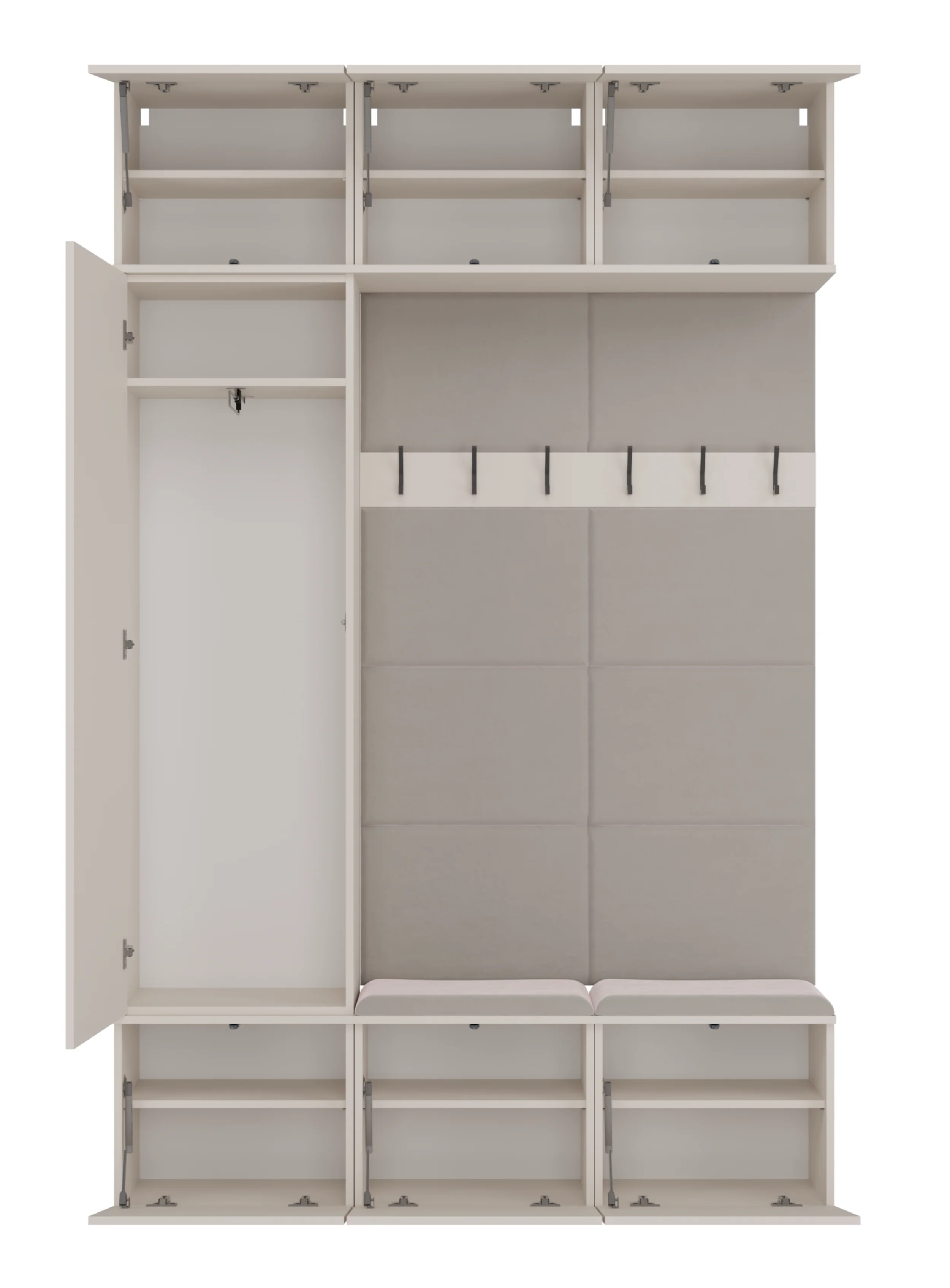 Garderoba jednodrzwiowa Haga z wieszakami i półkami 150 cm kaszmir - Image 9