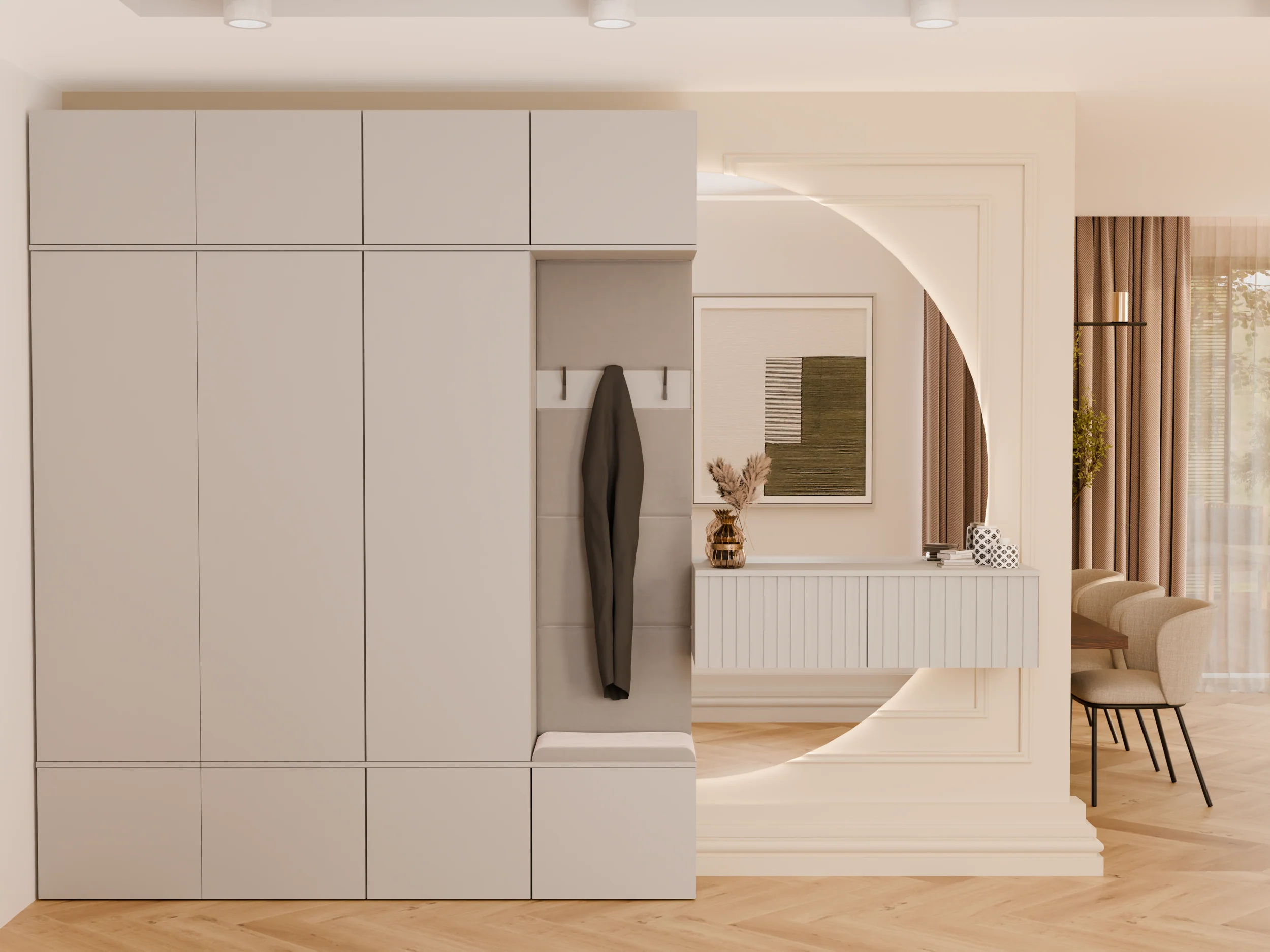 Garderoba trzydrzwiowa Haga z wieszakami i półkami 200 cm kaszmir - Image 3