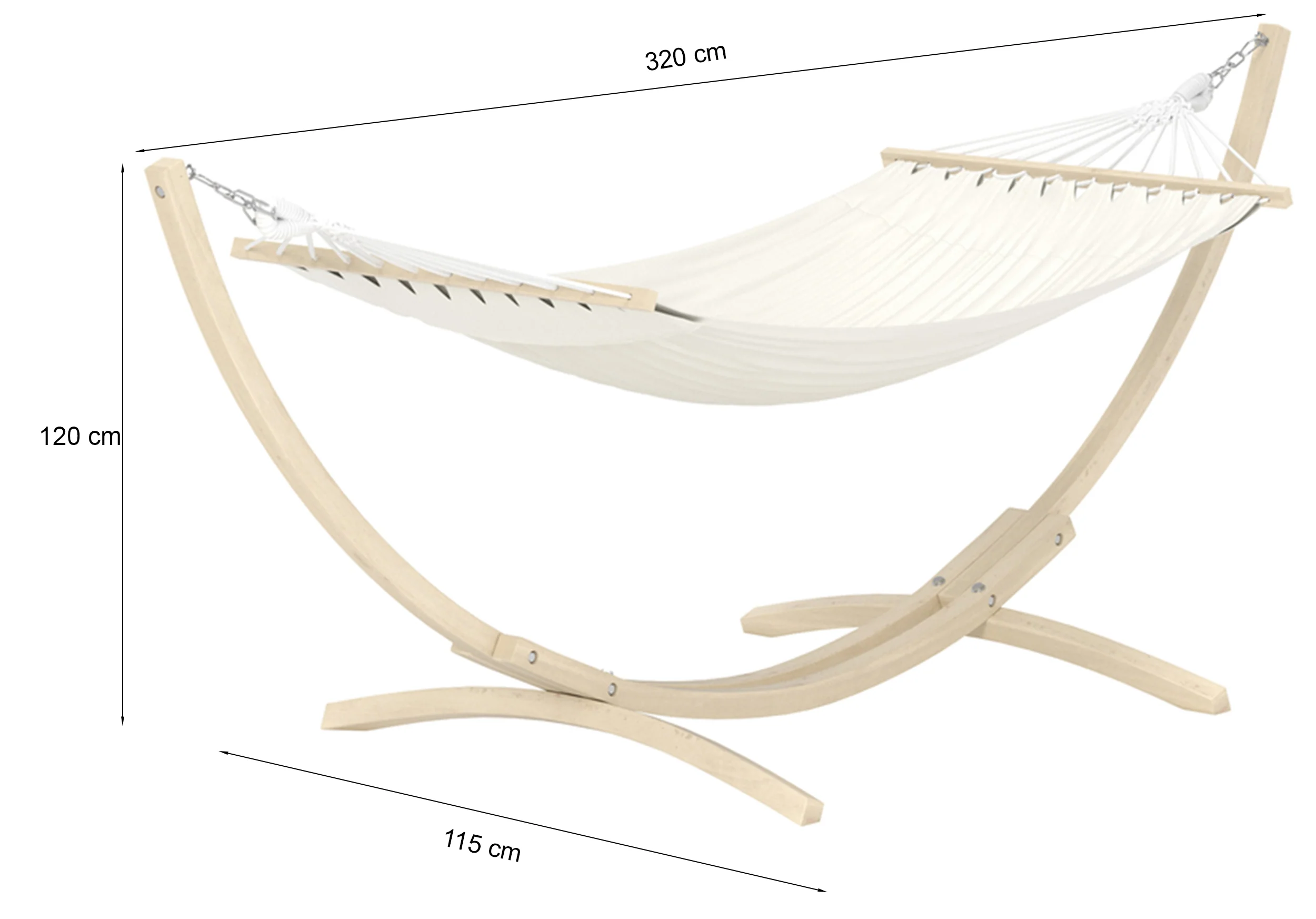Hamak Genso 320 cm biały na drewnianej podstawie - Image 4