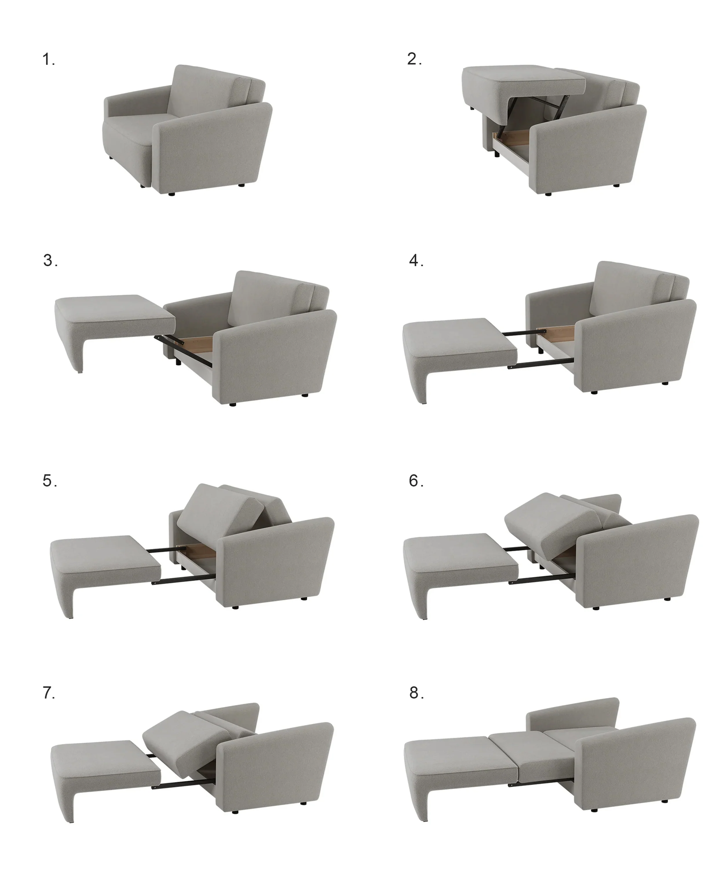 Kanapa rozkładana dwuosobowa Paxi 165 cm z pojemnikiem ciemnoszara szenil - Image 9