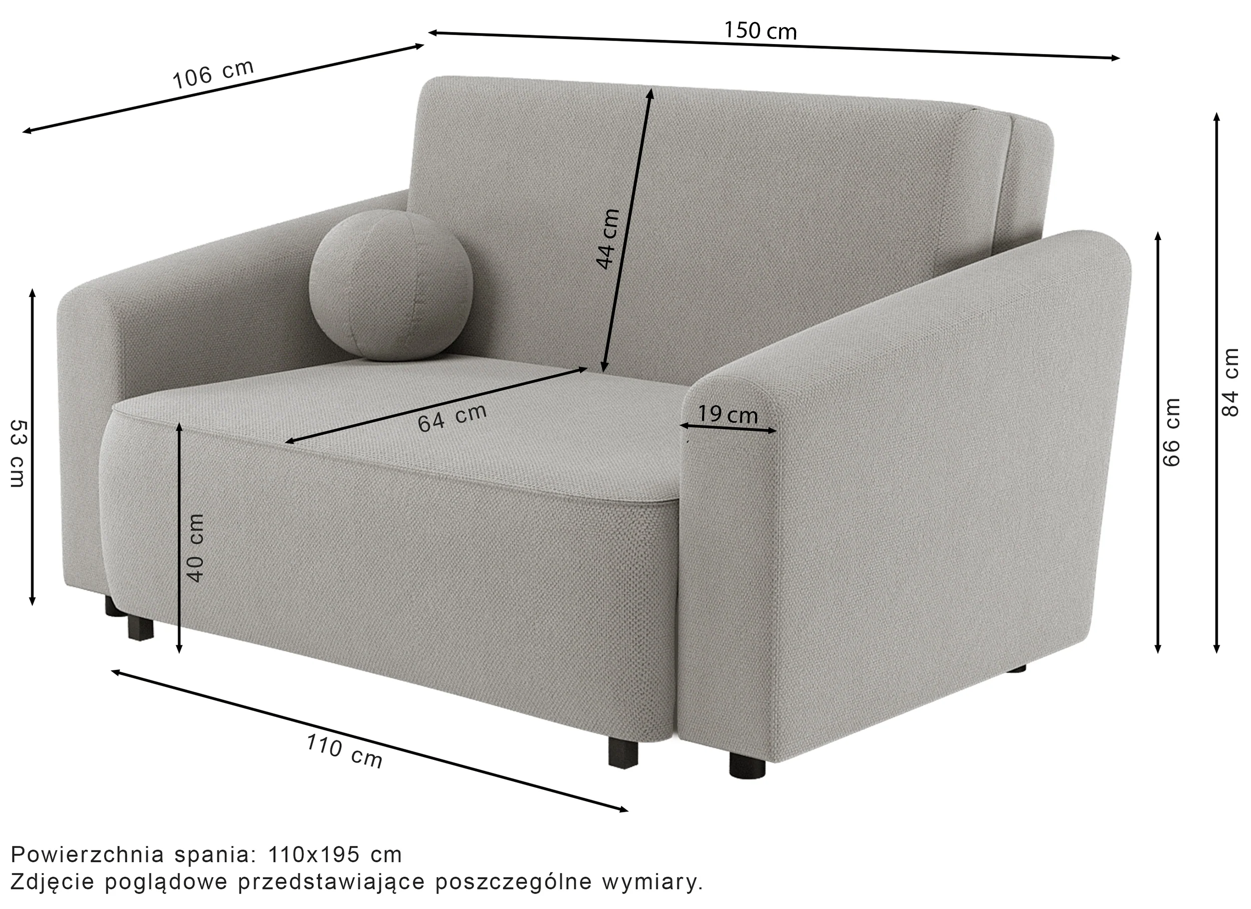 Kanapa rozkładana dwuosobowa Stevio 150 cm z pojemnikiem beżowa szenil hydrofobowy - Image 8