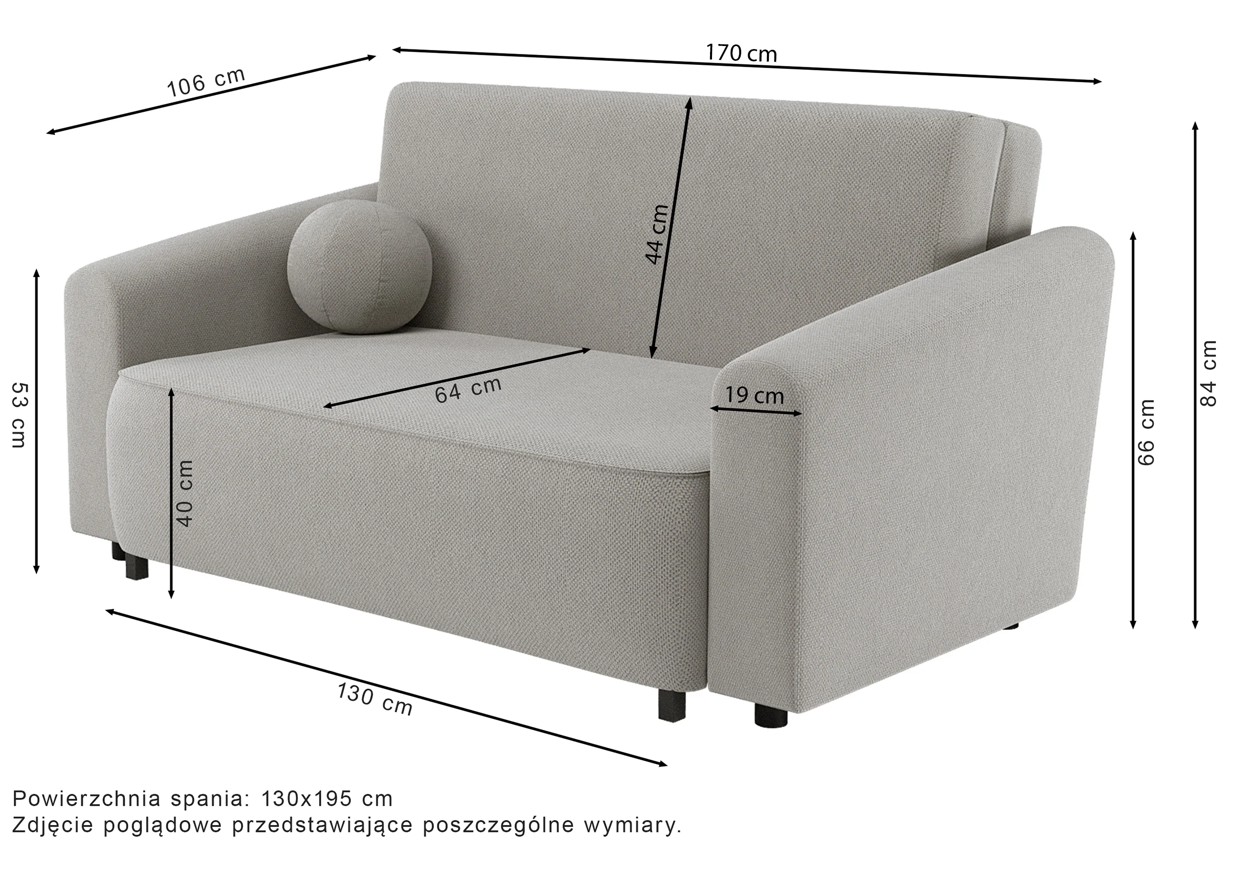 Kanapa rozkładana dwuosobowa Stevio 170 cm z pojemnikiem beżowa szenil hydrofobowy - Image 8