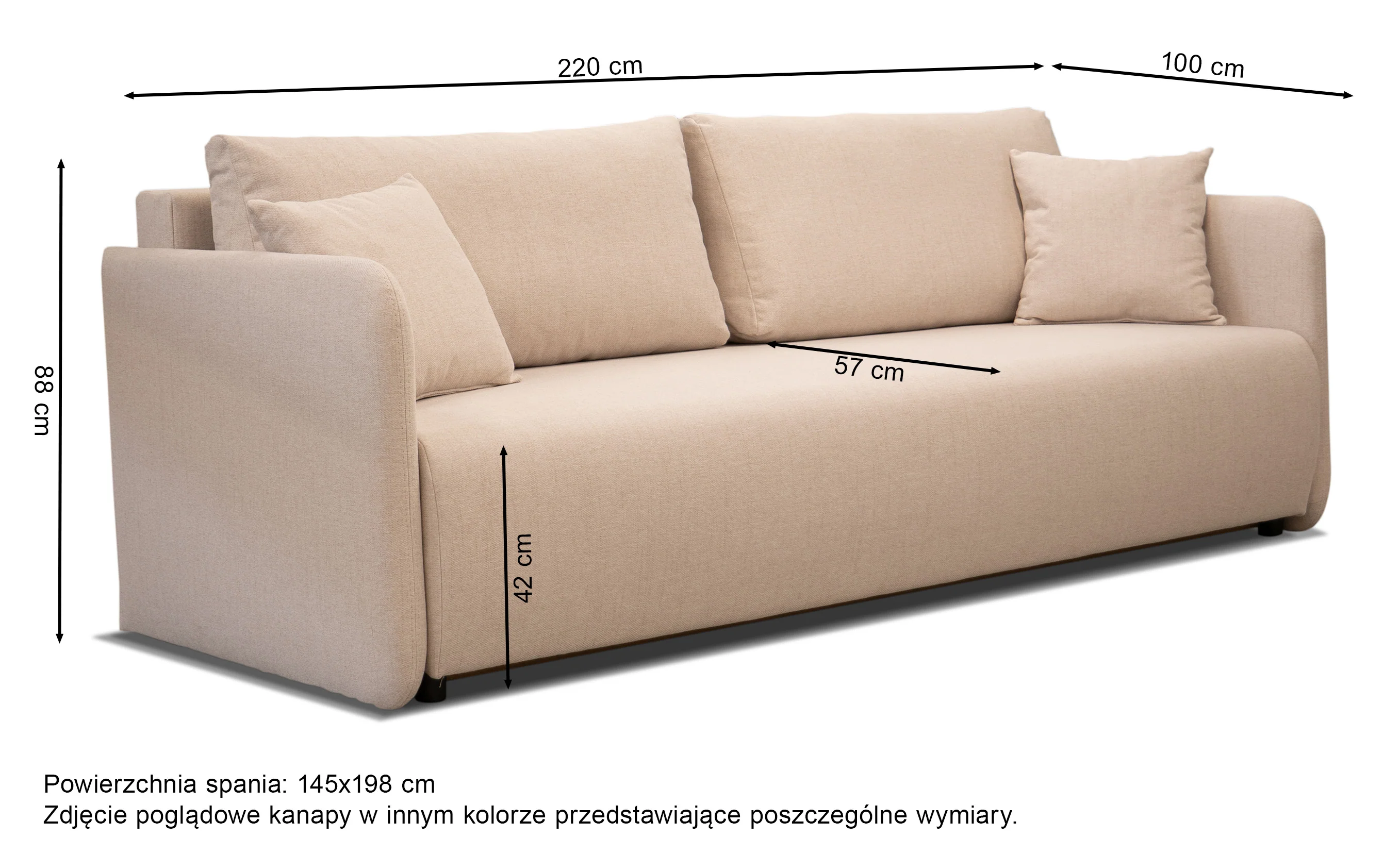 Kanapa rozkładana trzyosobowa Anvio z pojemnikiem na pościel szara plecionka - Image 7