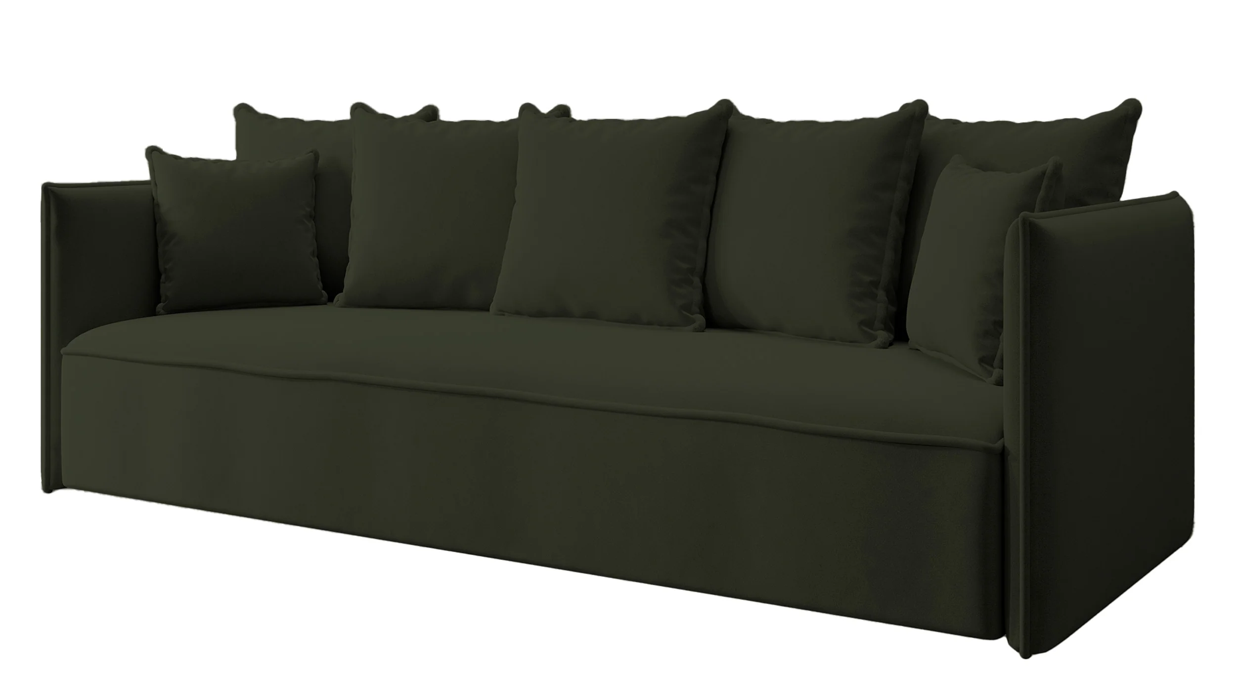 Kanapa rozkładana trzyosobowa Calabrio z pojemnikiem velvet oliwkowa łatwoczyszcząca - Image 4