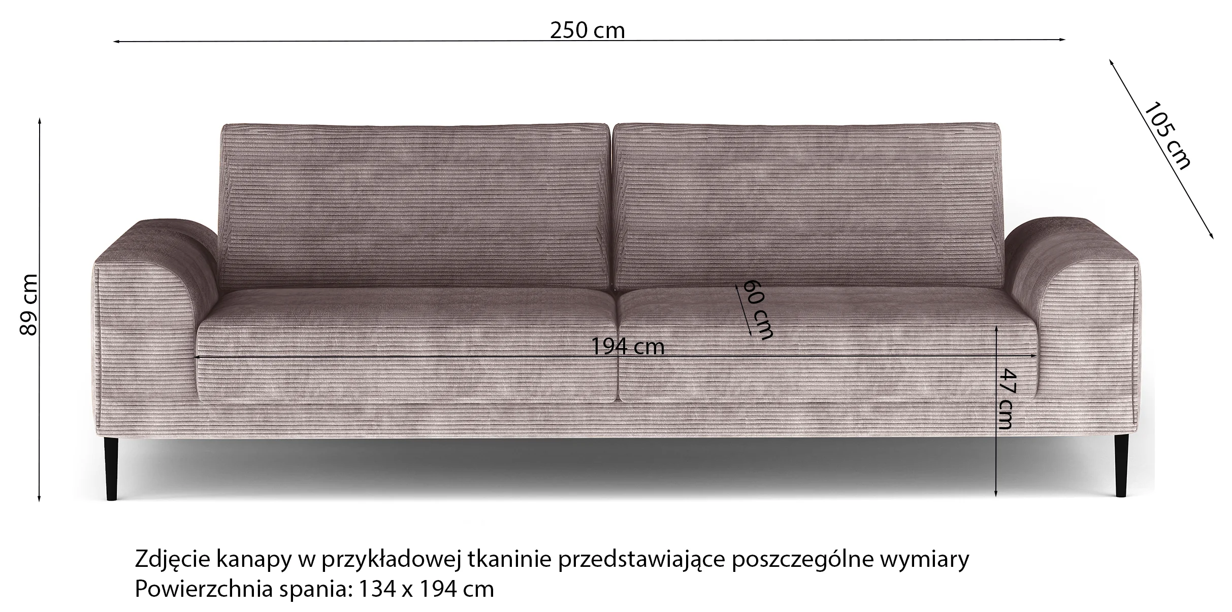 Kanapa rozkładana trzyosobowa Capitol z pojemnikiem niebieskoszara sztruks - Image 6