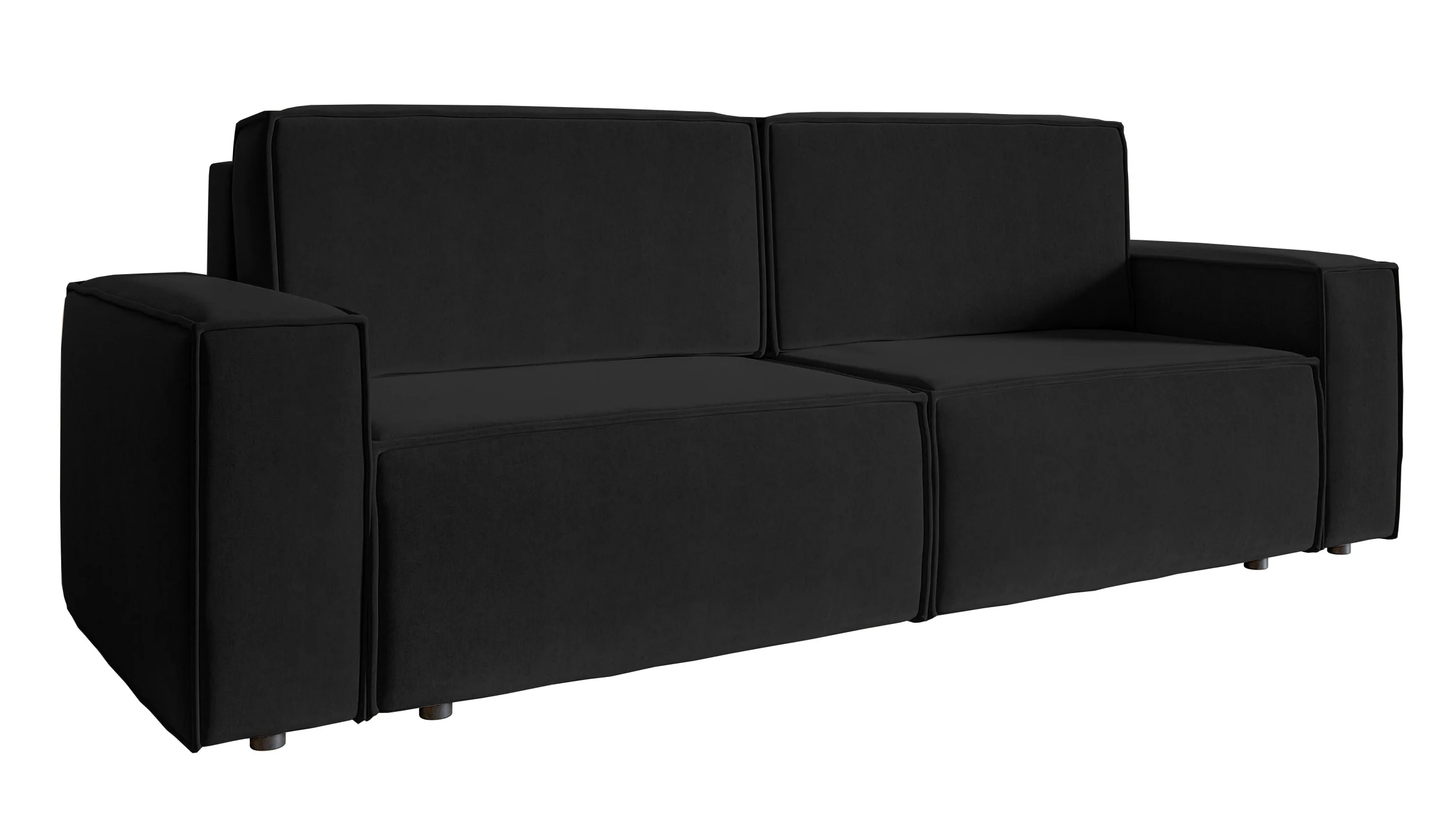 Kanapa rozkładana trzyosobowa Copertino czarna welur hydrofobowy - Image 4