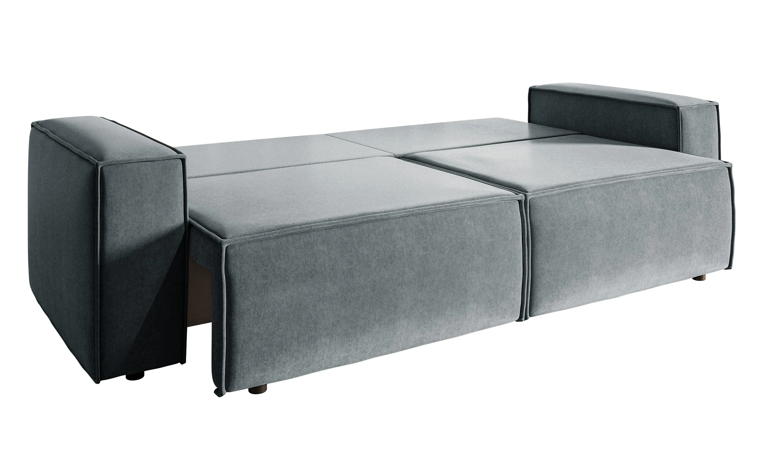 Kanapa rozkładana trzyosobowa Copertino szara welur hydrofobowy - Image 5