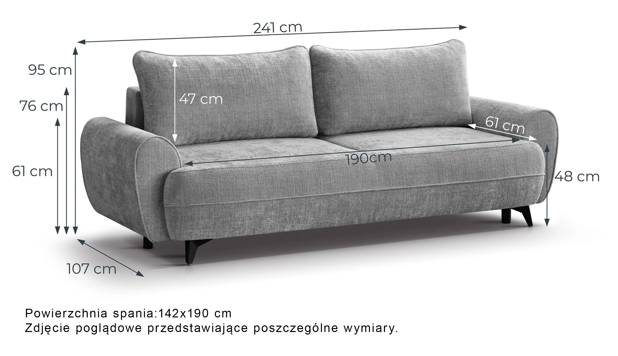 Kanapa rozkładana trzyosobowa Cremona z pojemnikiem zielona szenil - Image 9