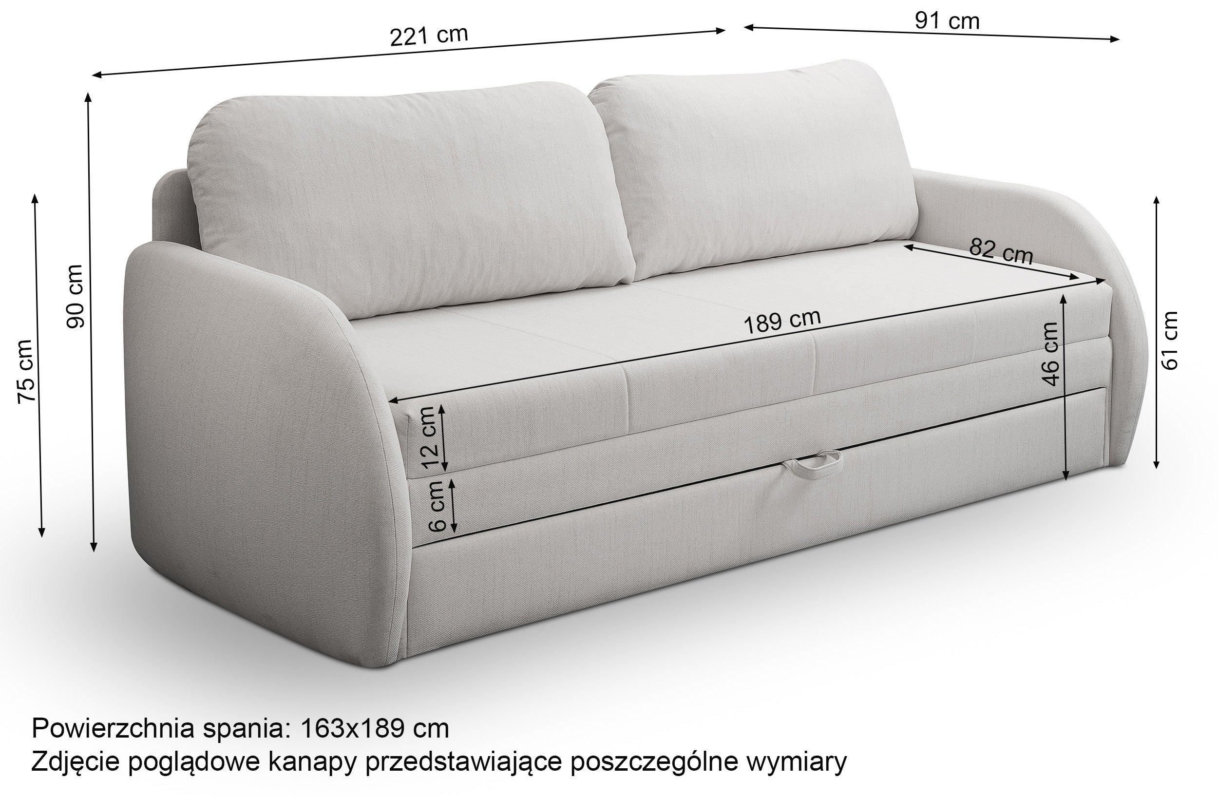 Kanapa rozkładana trzyosobowa Diego kremowa plecionka - Image 7