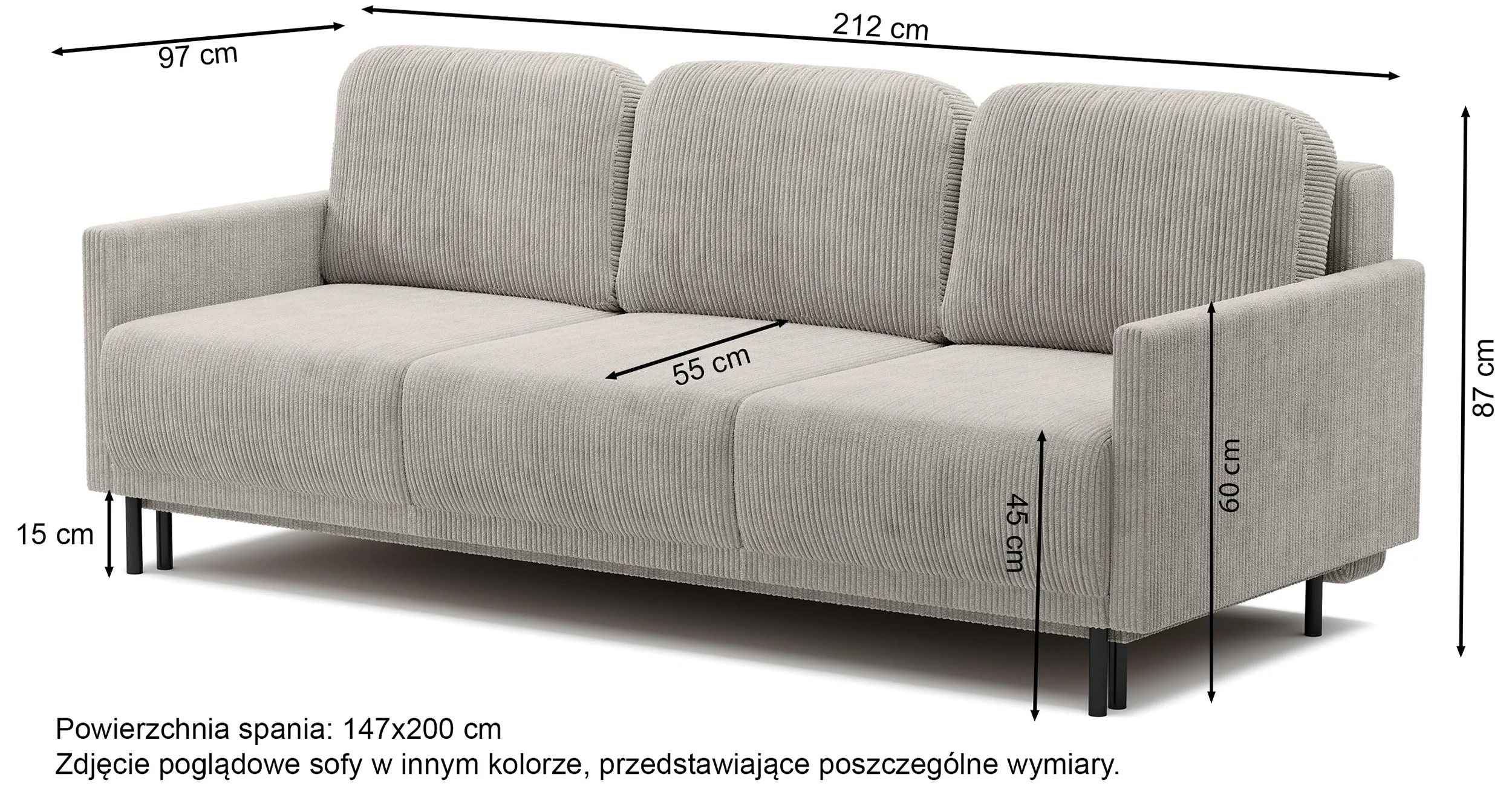Kanapa rozkładana trzyosobowa Hamiel z pojemnikiem granatowa velvet hydrofobowy - Image 7