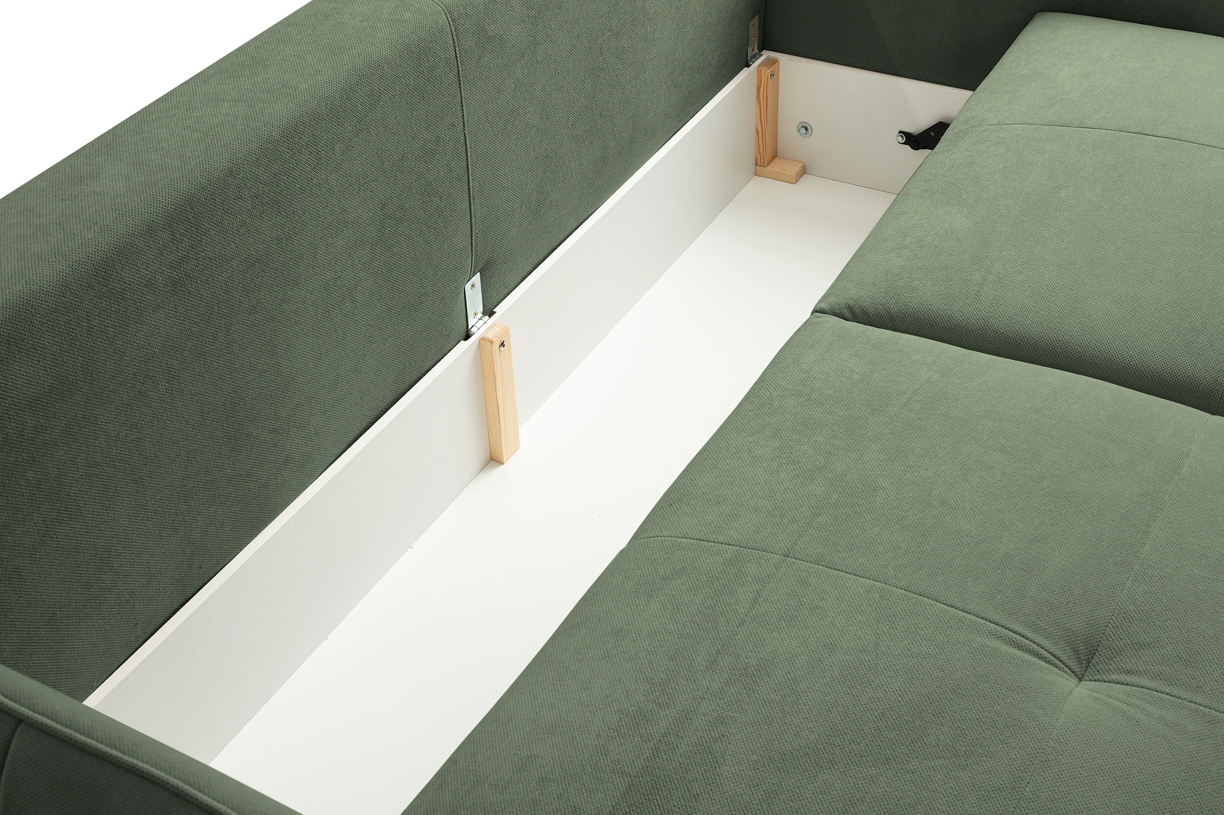 Kanapa rozkładana trzyosobowa Laristia z pojemnikiem zielona szenil hydrofobowy - Image 5