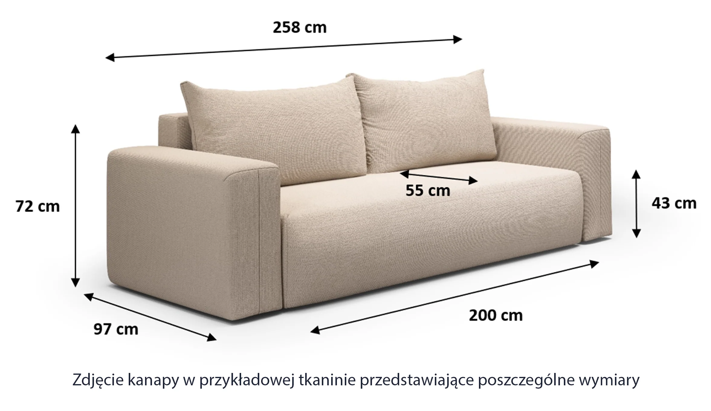 Kanapa rozkładana trzyosobowa Lummi z pojemnikiem szara szenil hydrofobowy - Image 5