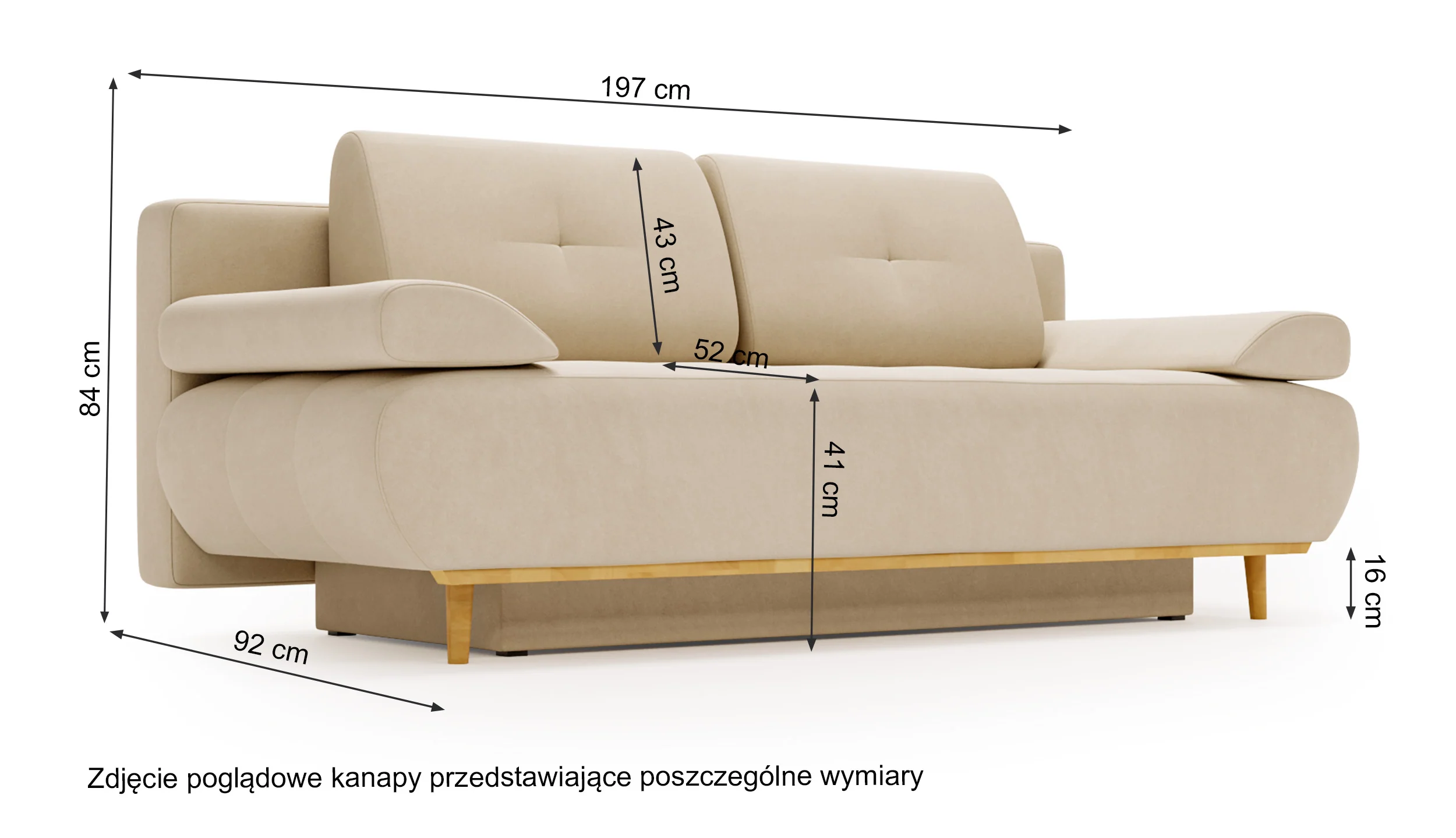 Kanapa rozkładana trzyosobowa Marene z pojemnikiem turkusowa hydrofobowa - Image 7