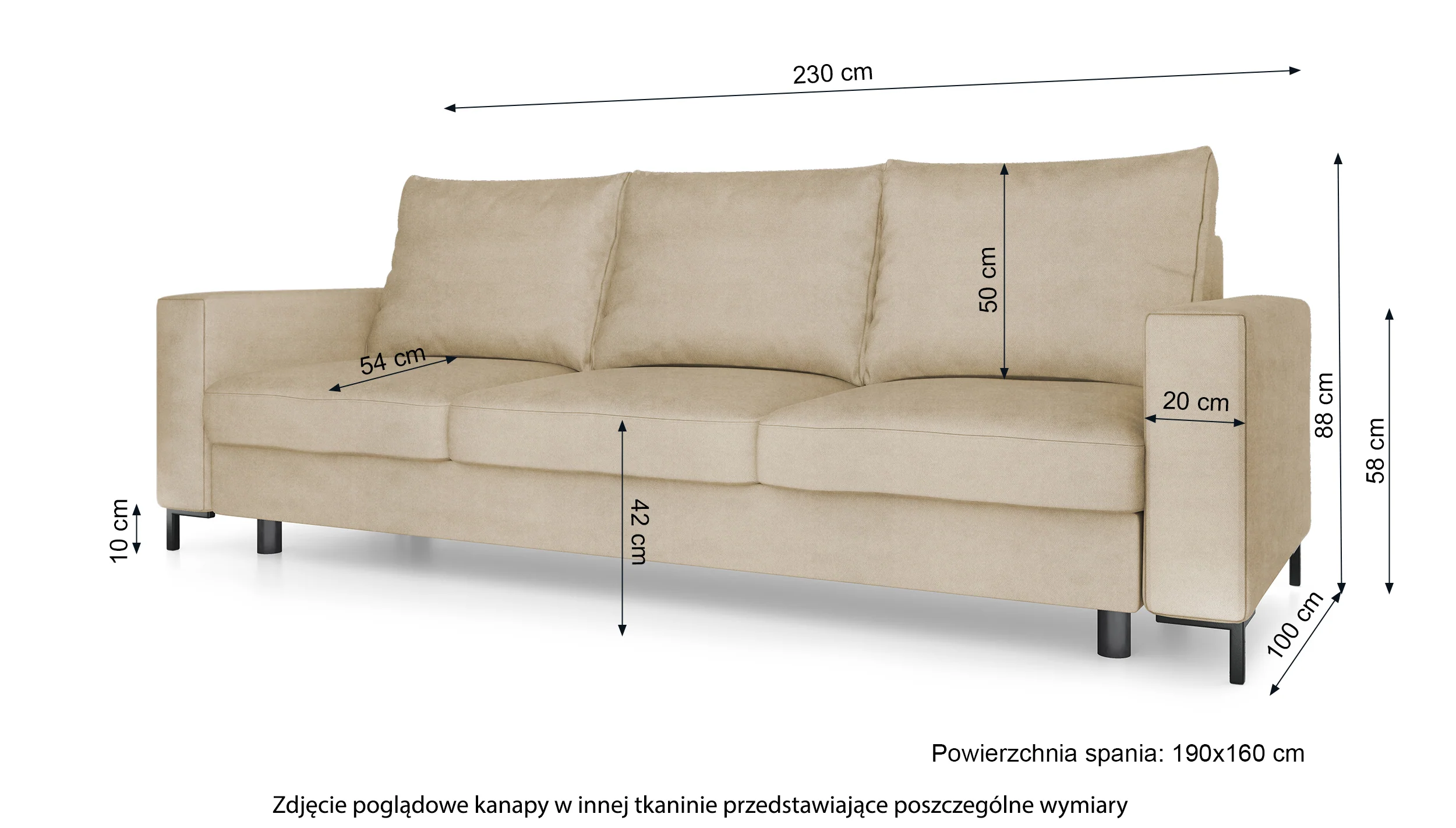 Kanapa rozkładana trzyosobowa Mokpeo z pojemnikiem granatowa welur - Image 6