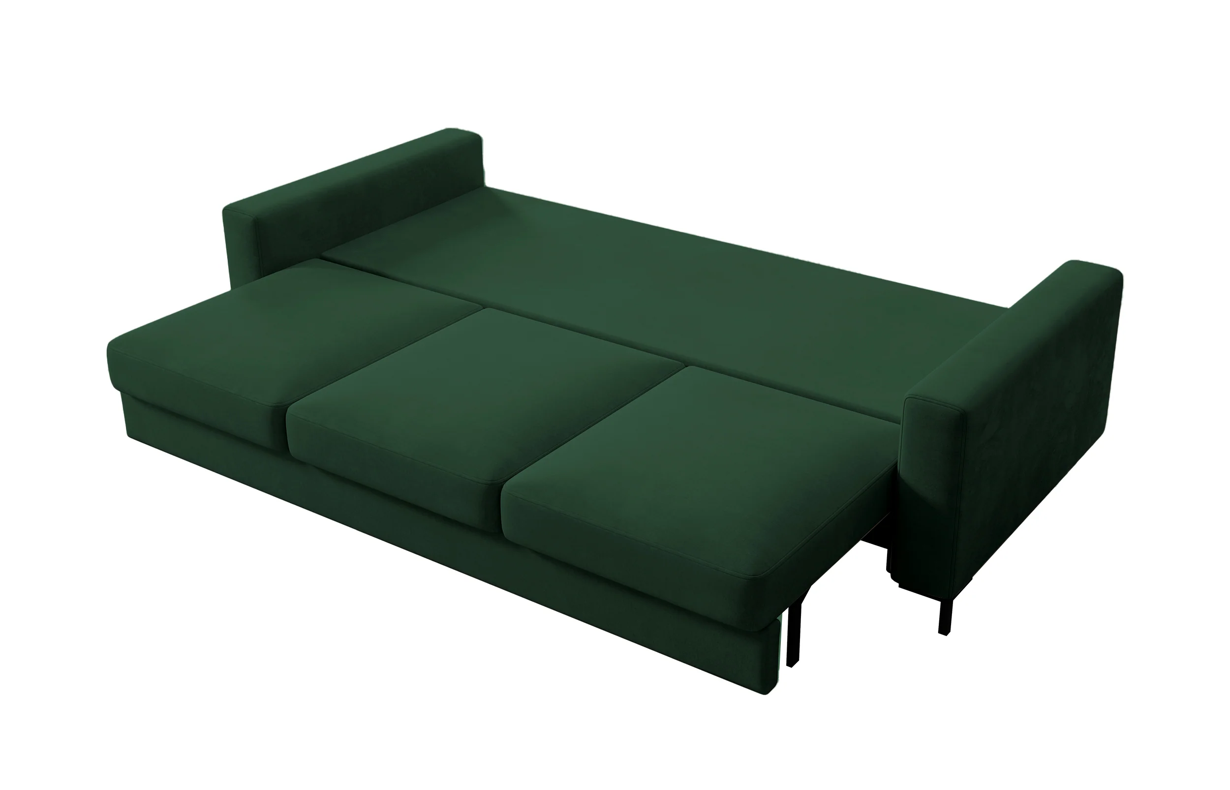 Kanapa rozkładana trzyosobowa Mokpeo z pojemnikiem zielona welur łatwoczyszczący - Image 7