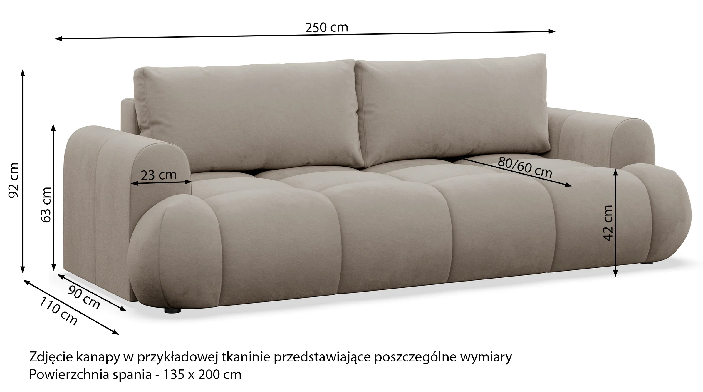 Kanapa rozkładana trzyosobowa Ombo Doce z pojemnikiem miedziana welur hydrofobowy - Image 7