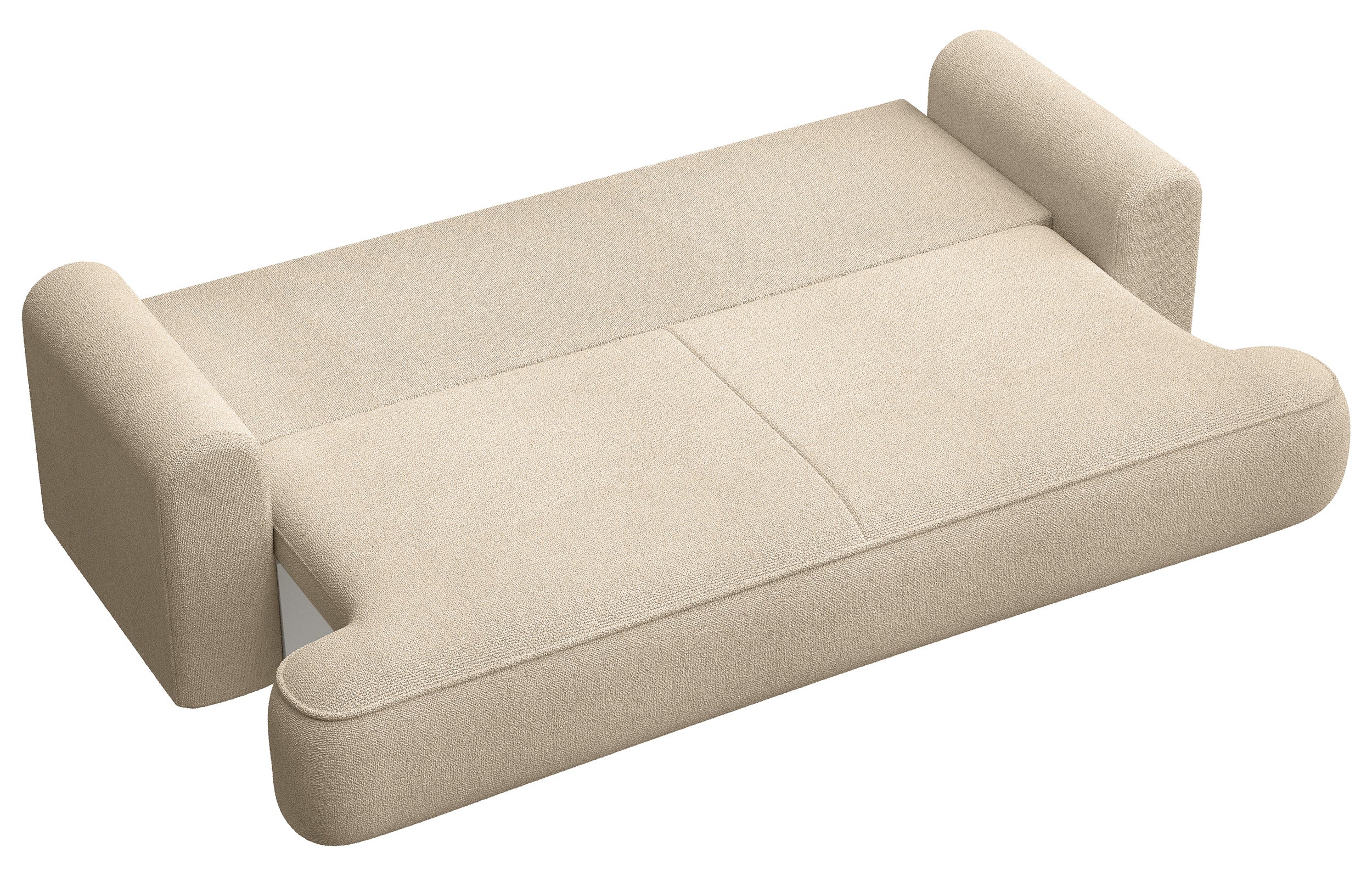 Kanapa rozkładana trzyosobowa Ovo z pojemnikiem jasnobeżowa szenil - Image 5