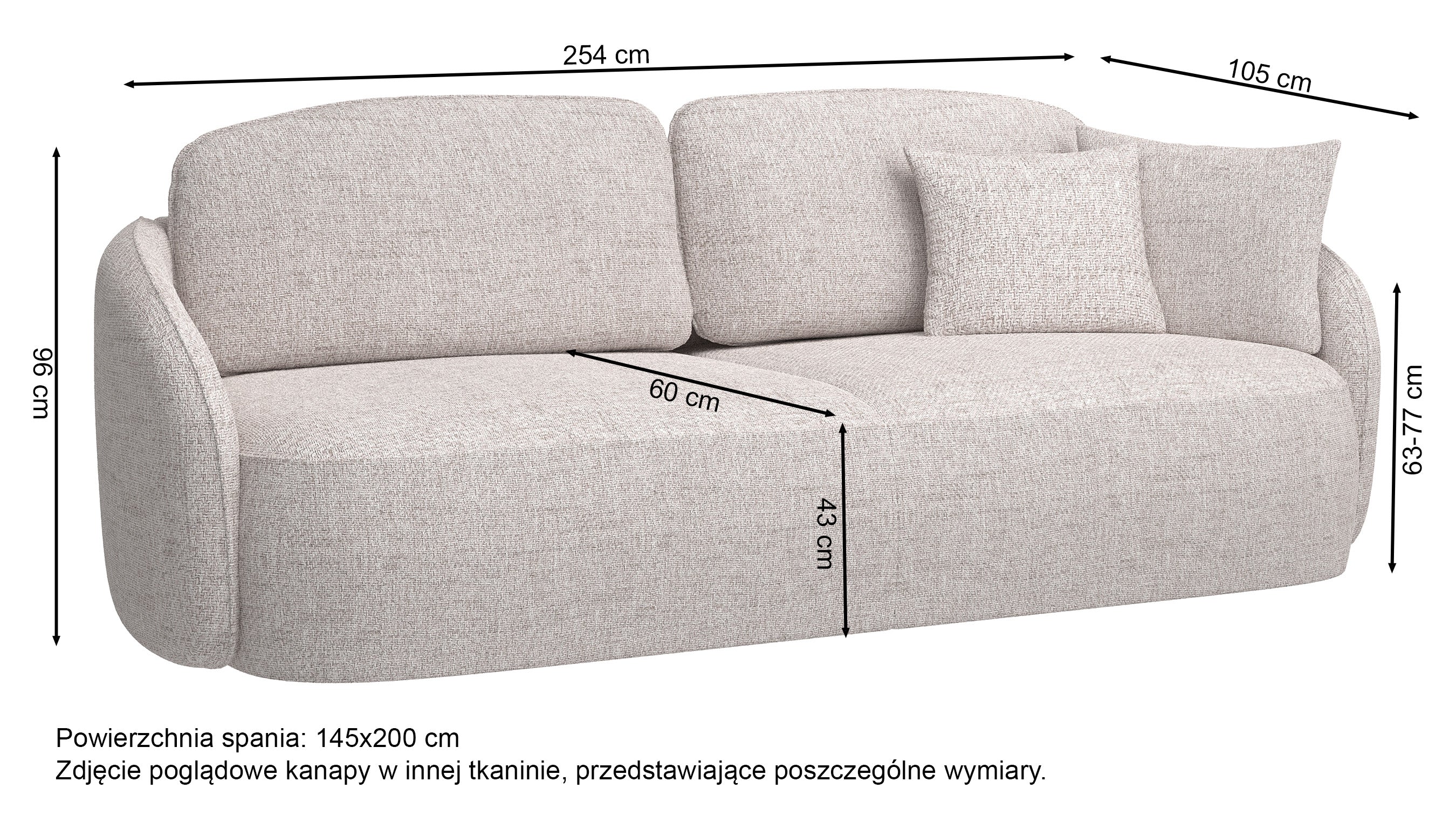 Kanapa rozkładana trzyosobowa Savoy z pojemnikiem ciemnoszara szenil hydrofobowy - Image 8