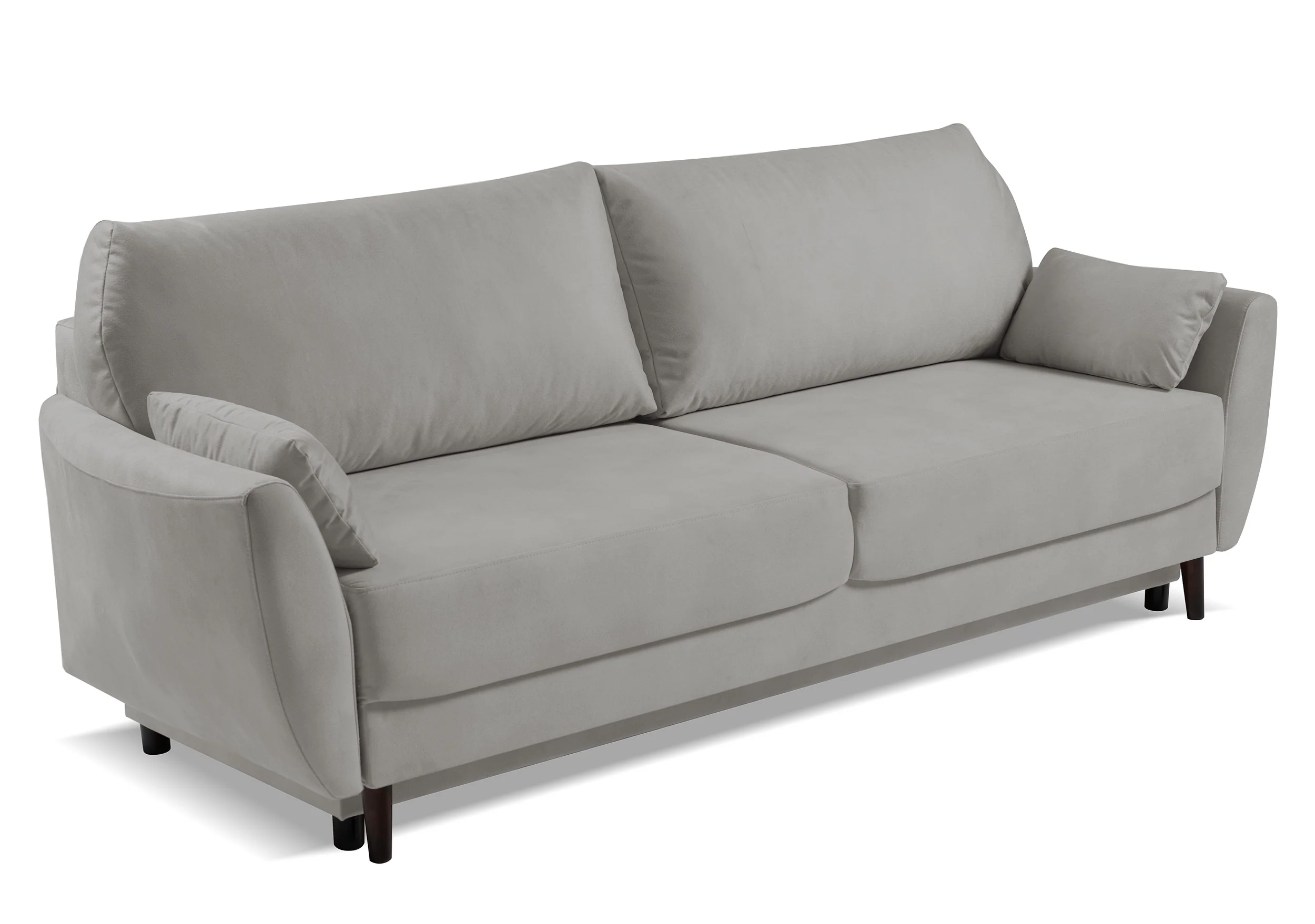 Kanapa rozkładana trzyosobowa Toivola z pojemnikiem jasnoszara velvet hydrofobowa - Image 3