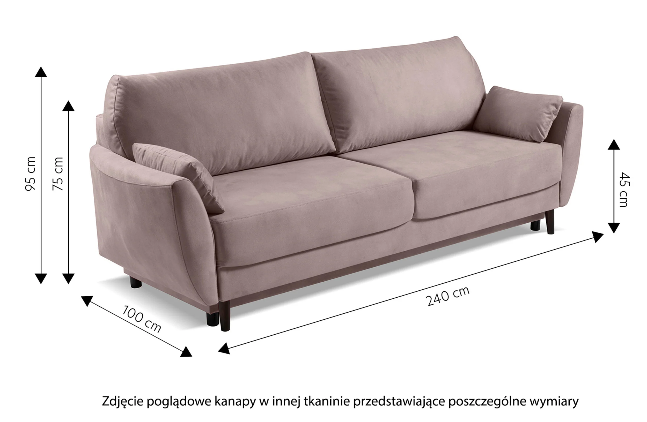 Kanapa rozkładana trzyosobowa Toivola z pojemnikiem jasnozielona velvet hydrofobowa - Image 7